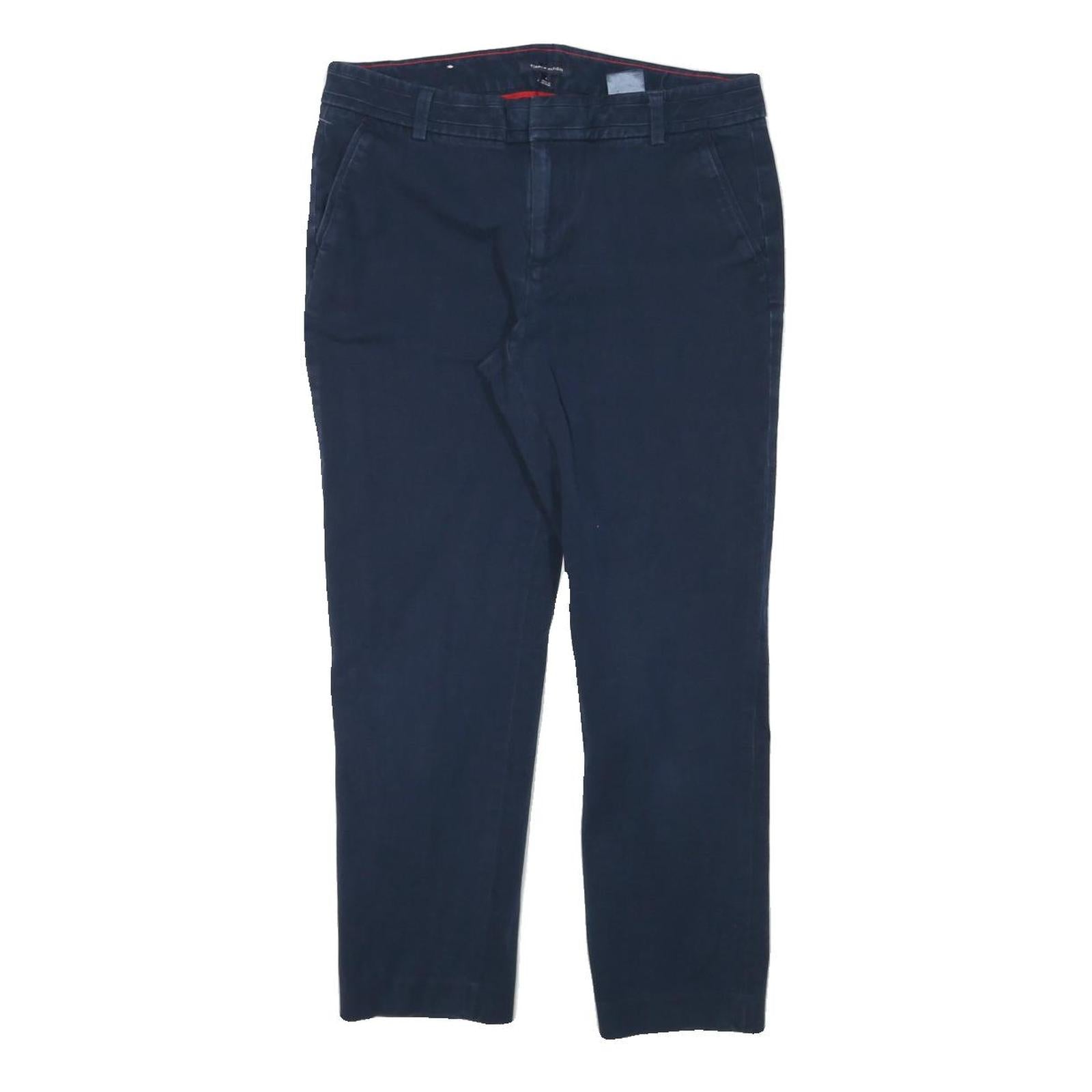 TOMMY HILFIGER Womens Cotton Blend Navy Slim Straight Trousers W30 L25 Refurbished - N/A refurbished available on Cerqular