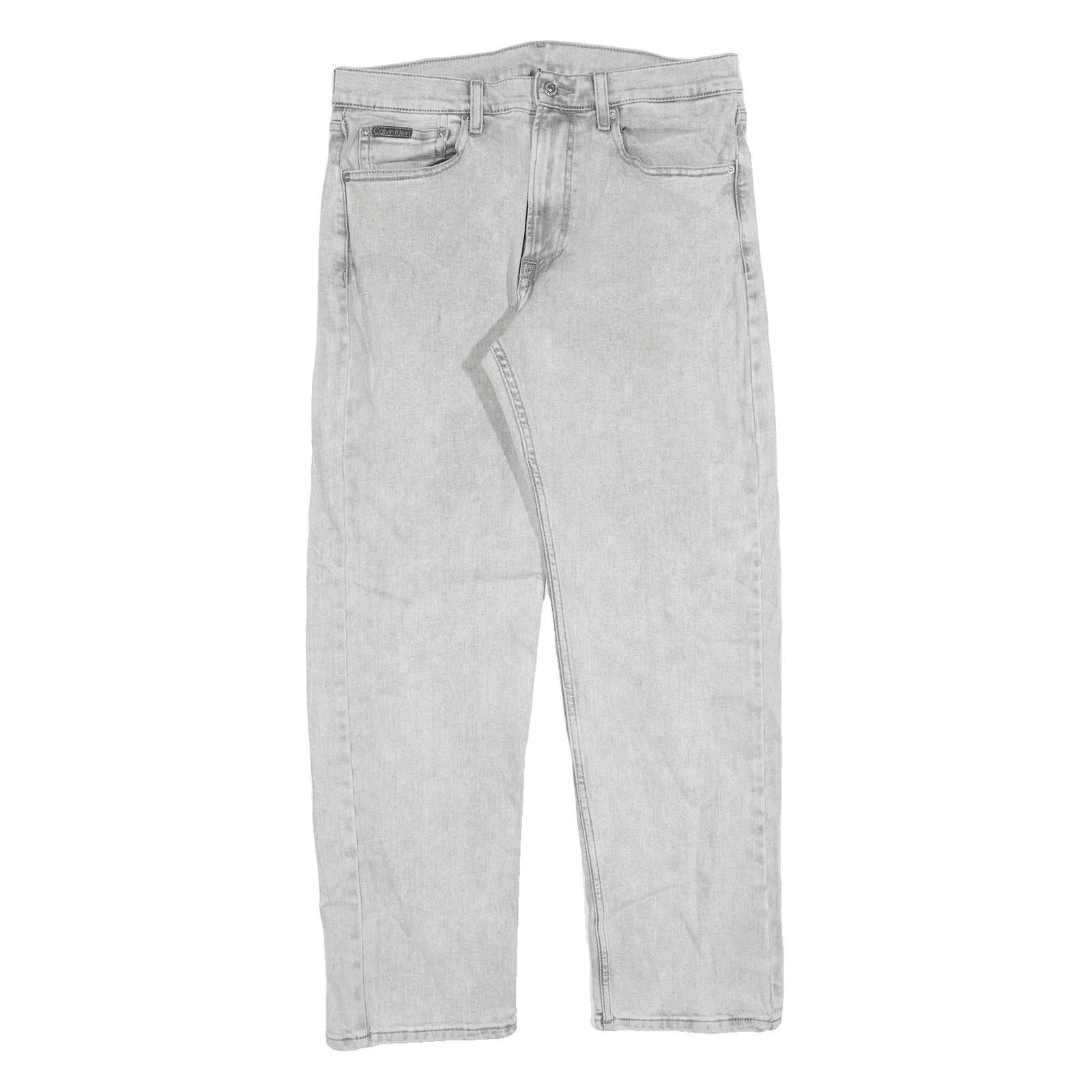 CALVIN KLEIN Mens Jeans Blue Regular Straight Denim Light W32 L30 Classic Style Refurbished - N/A refurbished available on Cerqular