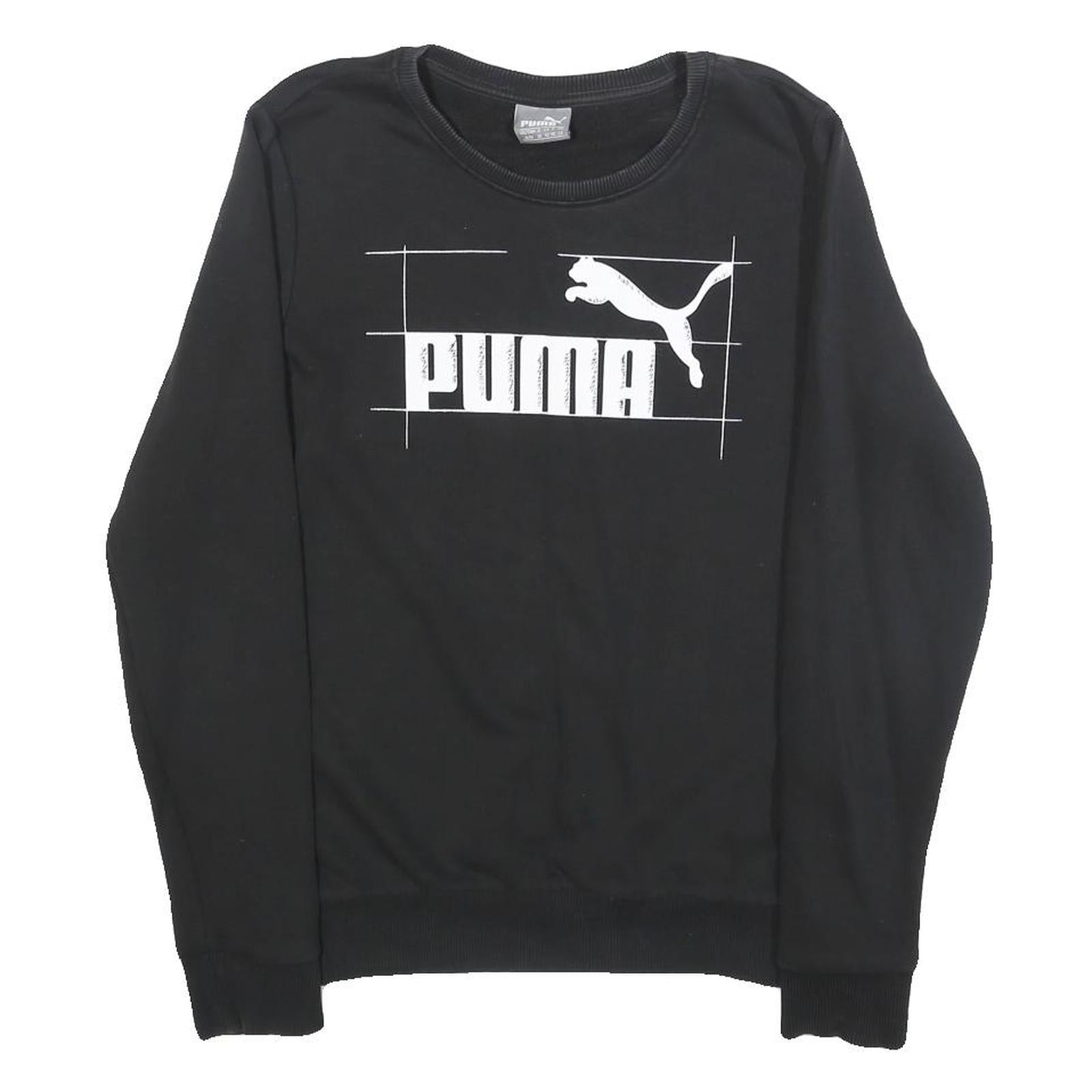 PUMA Womens Black Cotton Blend Crew Neck Sweatshirt UK 12 Casual Pullover Refurbished - N/A refurbished available on Cerqular