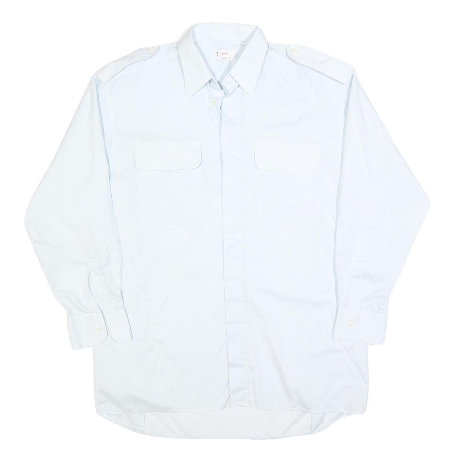 SWISS AIR Mens White Shirt L Long Sleeve Cotton Blend Workwear Refurbished - N/A refurbished available on Cerqular