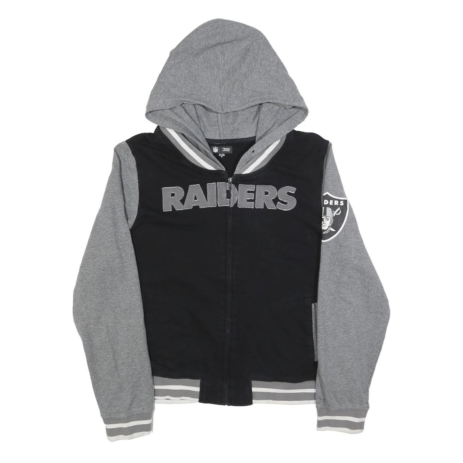 NFL Womens Black & Grey Raiders Full Zip Hoodie 2XL Cotton Blend Casual Refurbished - N/A refurbished available on Cerqular