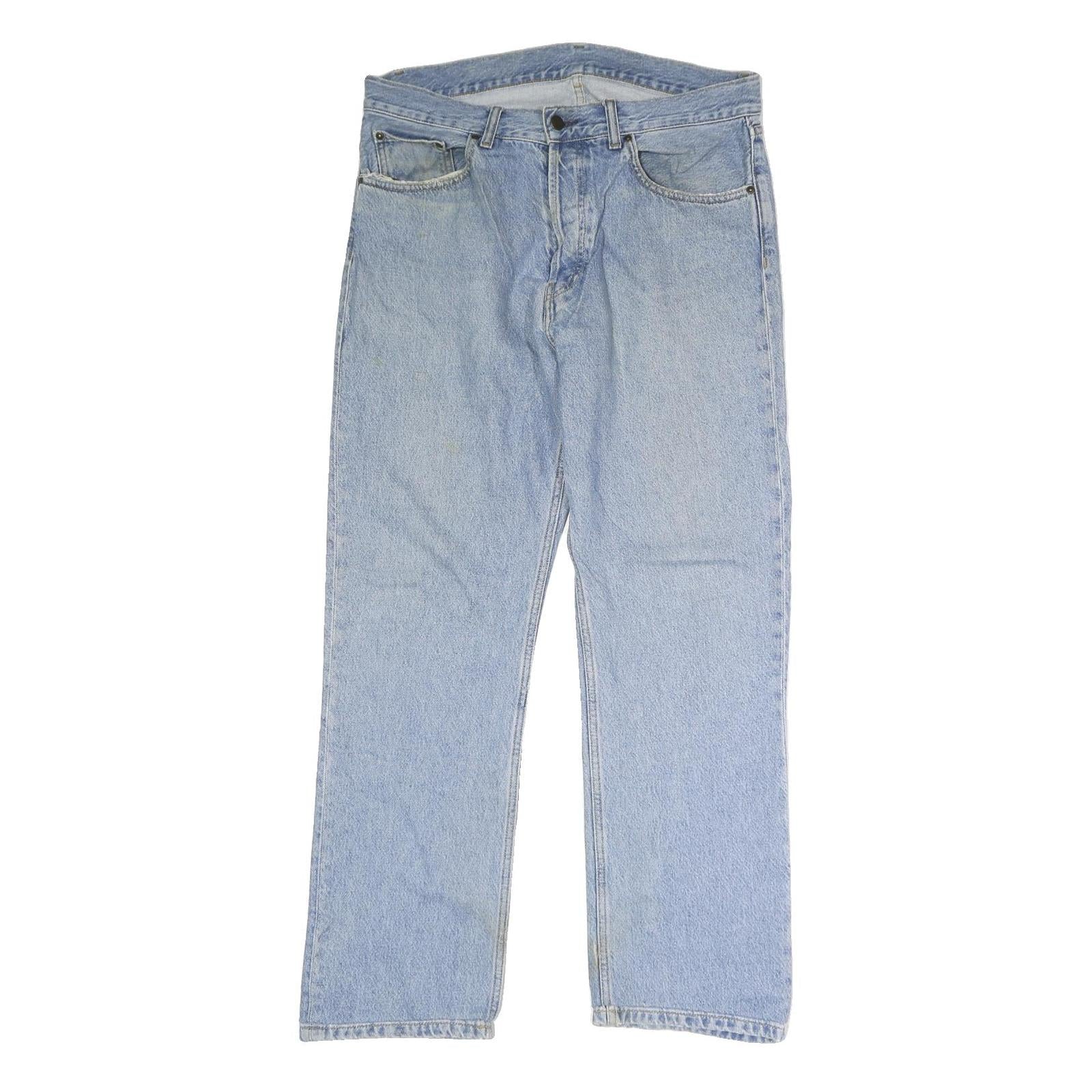 CARHARTT Mens Regular Fit Button Closure Light Blue Denim Jeans W36 L29 Classic Refurbished - N/A refurbished available on Cerqular