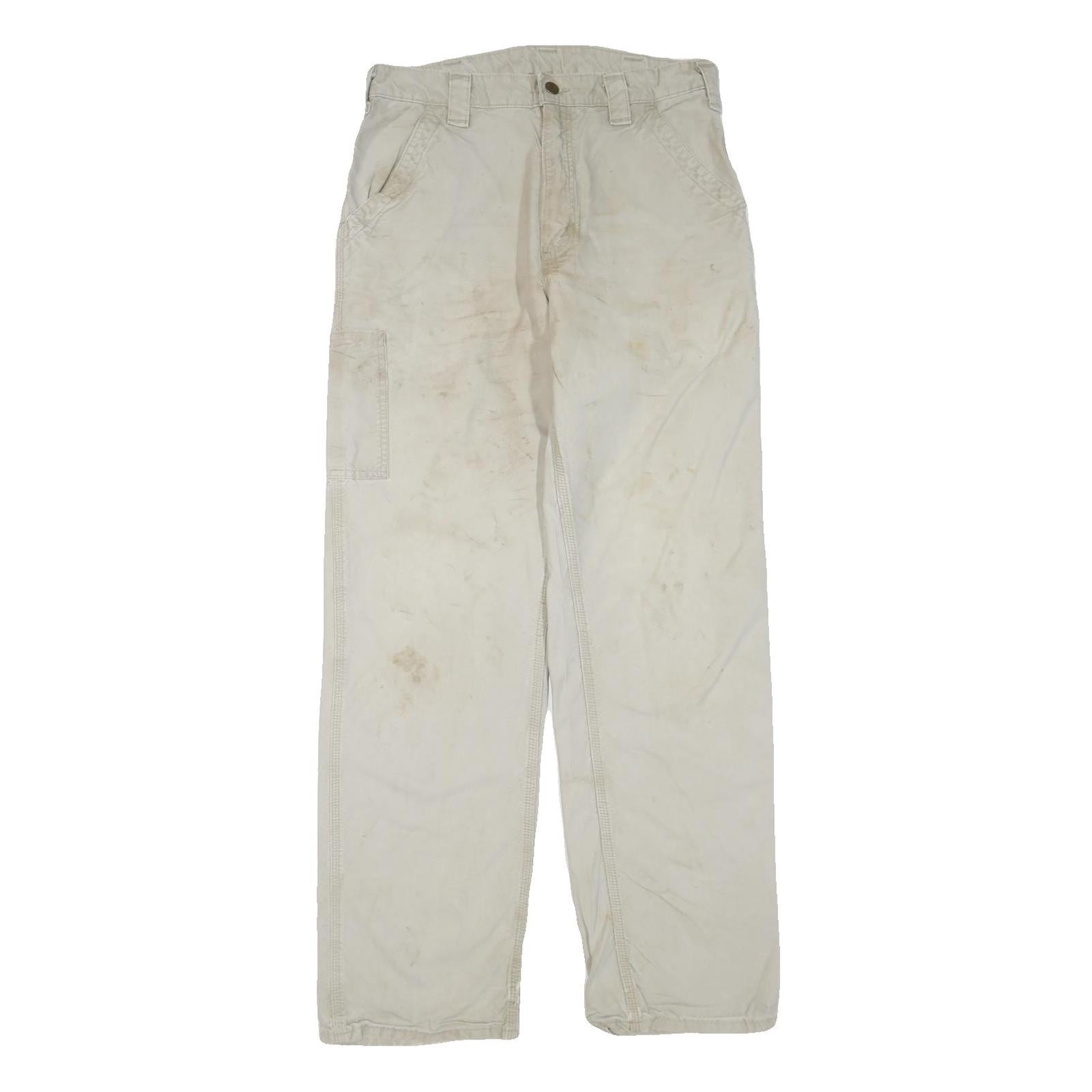 CARHARTT Mens Cotton Blend Beige Workwear Regular Straight Trousers W32 L32 Refurbished - N/A refurbished available on Cerqular