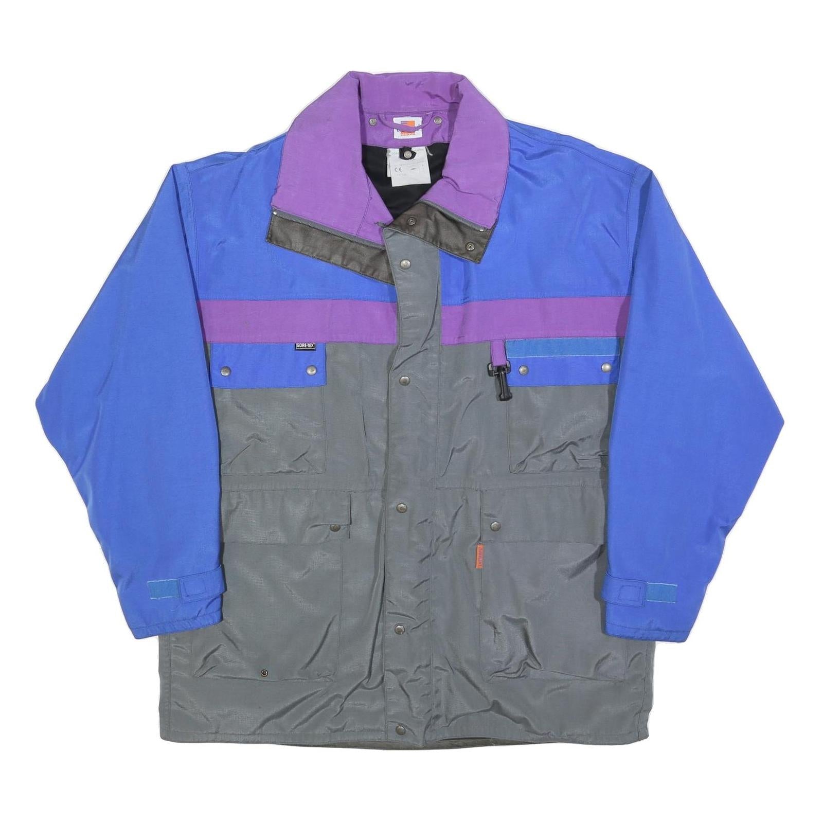 LUTTEURS Mens Blue & Purple & Grey Jacket XL Polyester Blend Zip Colourblock Refurbished - N/A refurbished available on Cerqular