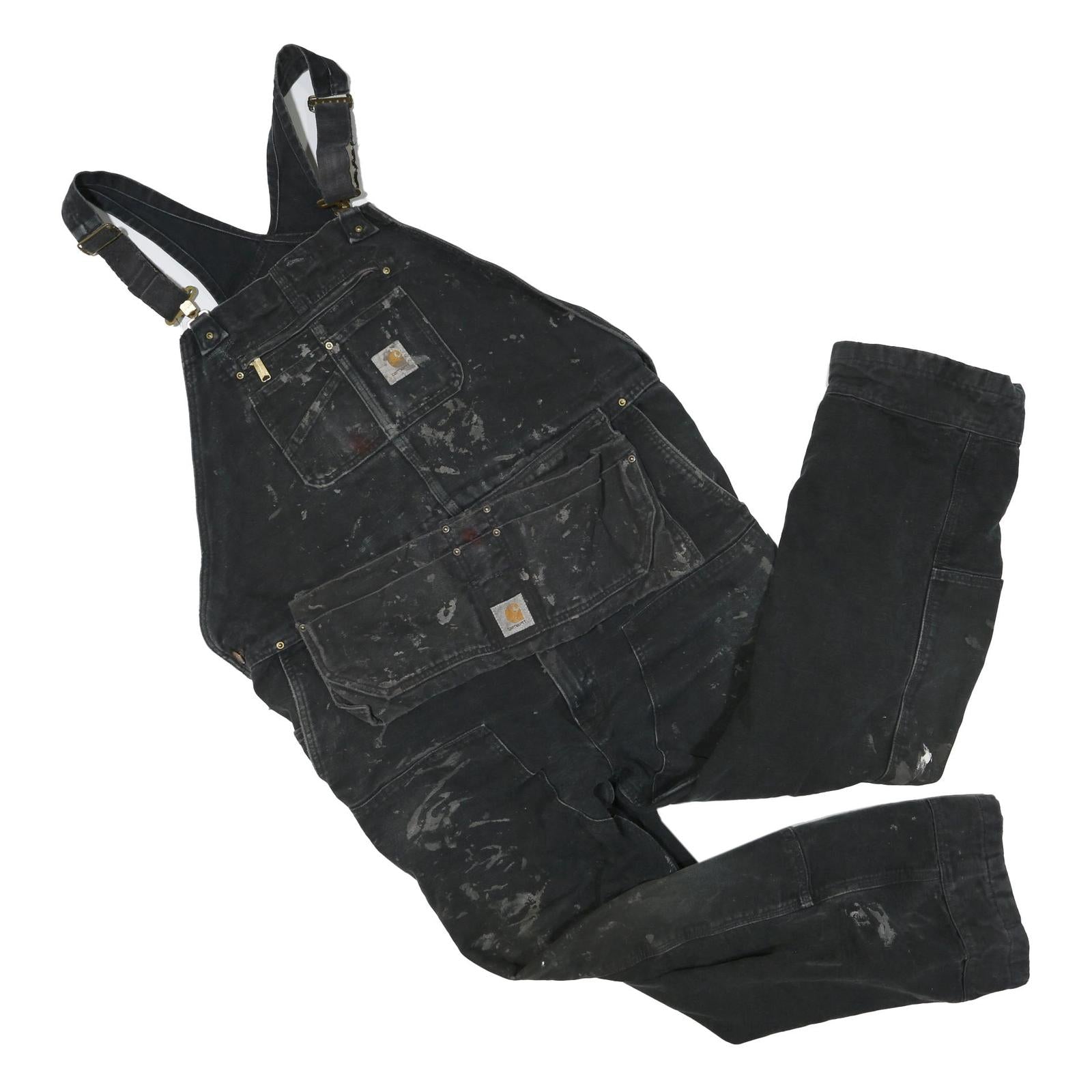 CARHARTT Mens Black Cotton Blend Dungarees Regular Fit Durable Workwear 2XL W50 Refurbished - N/A refurbished available on Cerqular