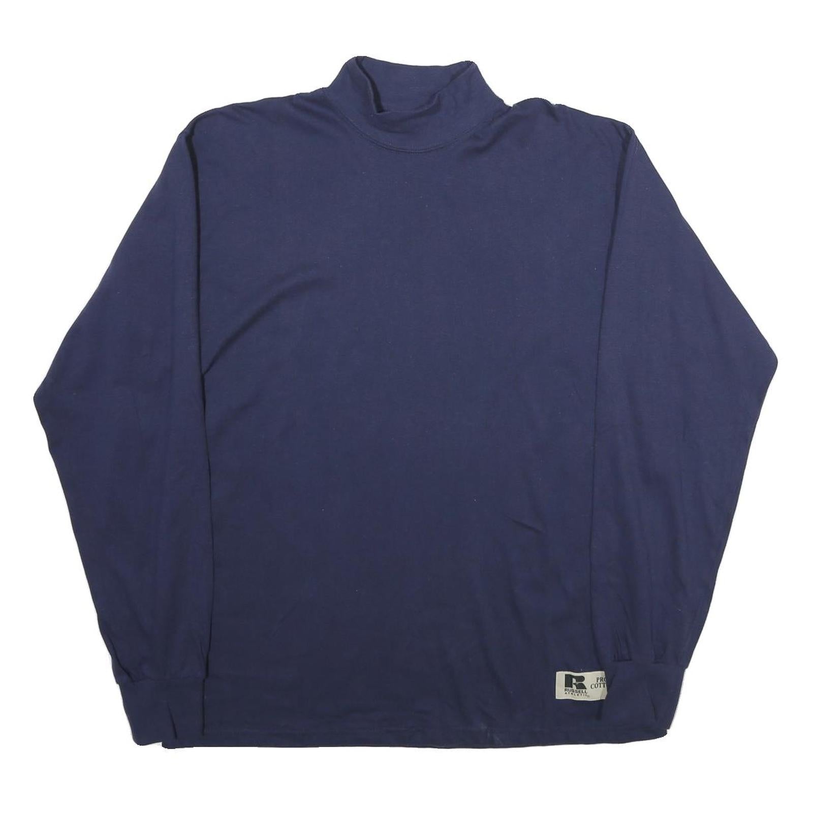 RUSSELL ATHLETIC Mens Blue Long Sleeve High Neck Cotton T-Shirt M Refurbished - N/A refurbished available on Cerqular
