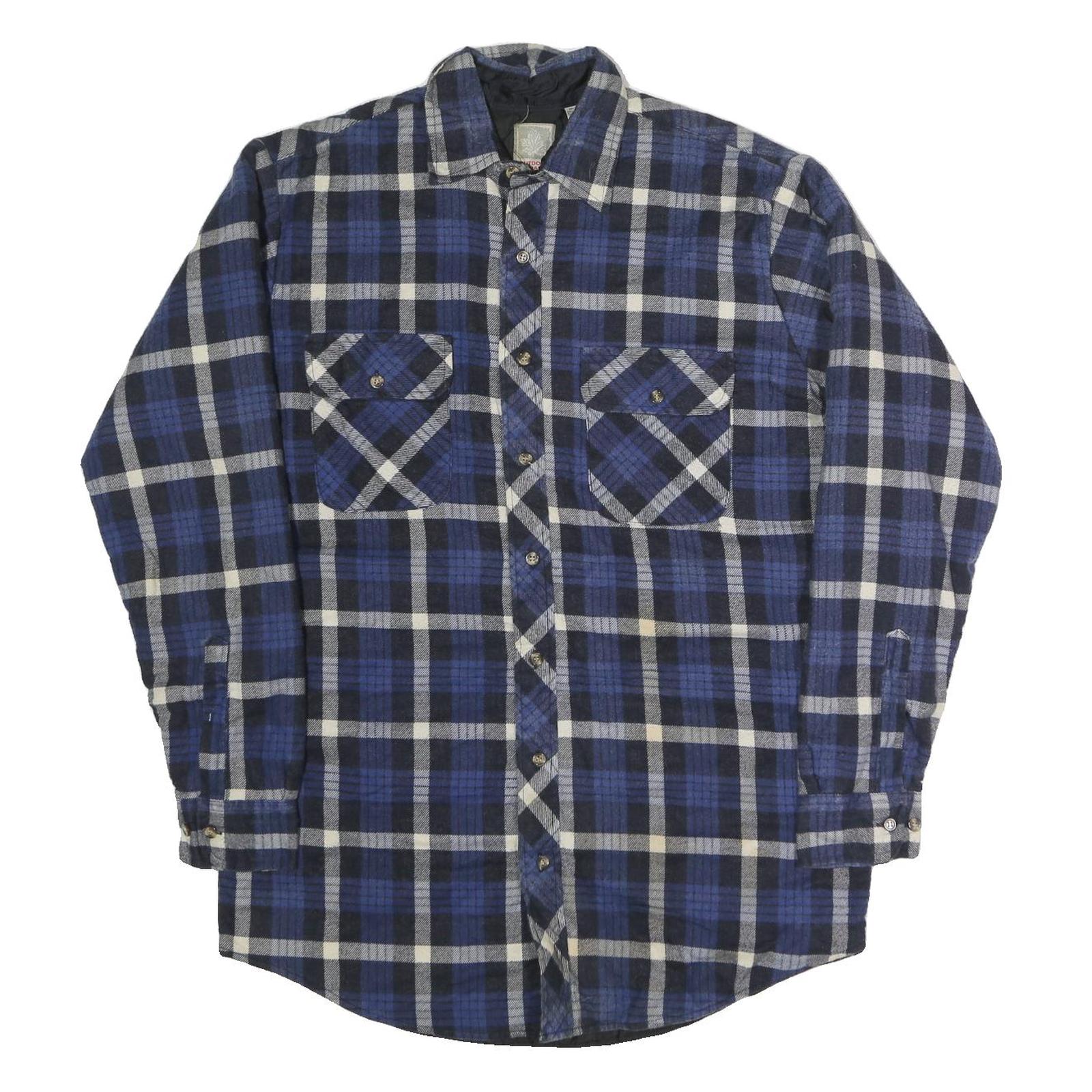 OUTDOOR EXCHANGE Mens Blue Black Check Jacket S Cotton Blend Button Pattern Refurbished - N/A refurbished available on Cerqular