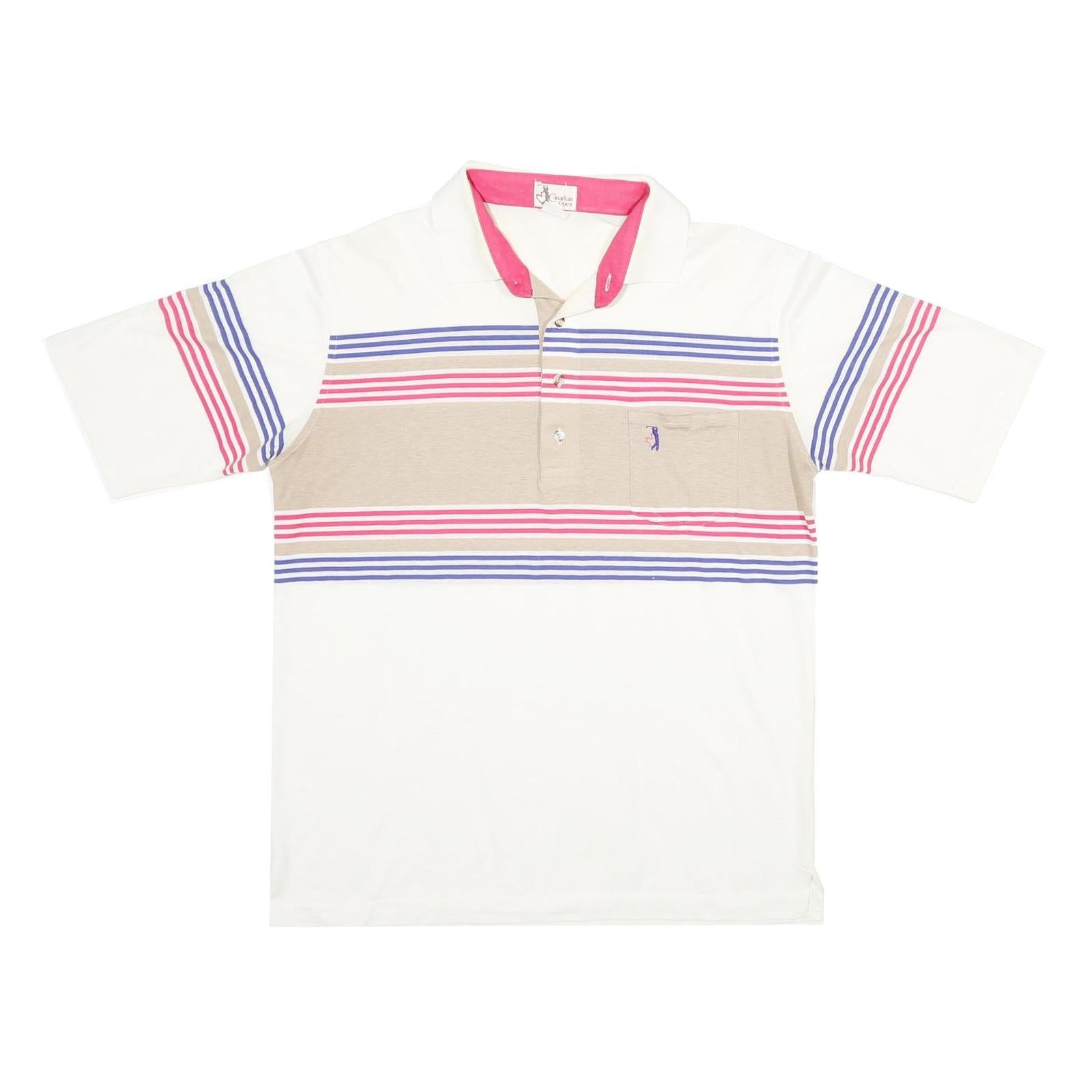 Buy CANADIAN OPEN Mens White & Beige Striped XL Cotton Blend Polo Shirt Short Sleeve Refurbished - $14.29 CANADIAN OPEN Mens White & Beige Striped XL Cotton Blend Polo Shirt Short Sleeve Refurbished - N/A refurbished available on Cerqular