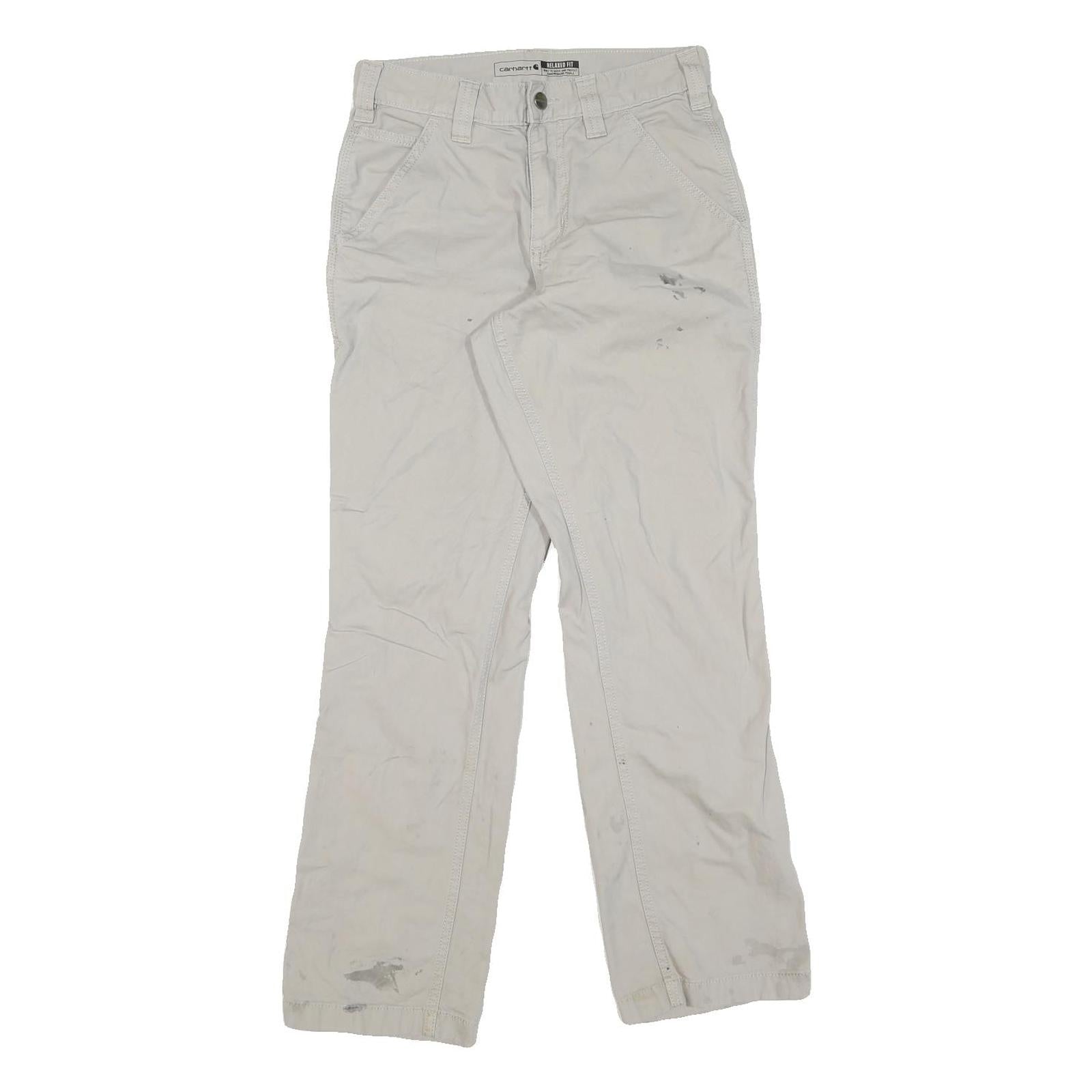 CARHARTT Mens Cotton Regular Beige Trousers W28 L30 Workwear Zip Closure Refurbished - N/A refurbished available on Cerqular