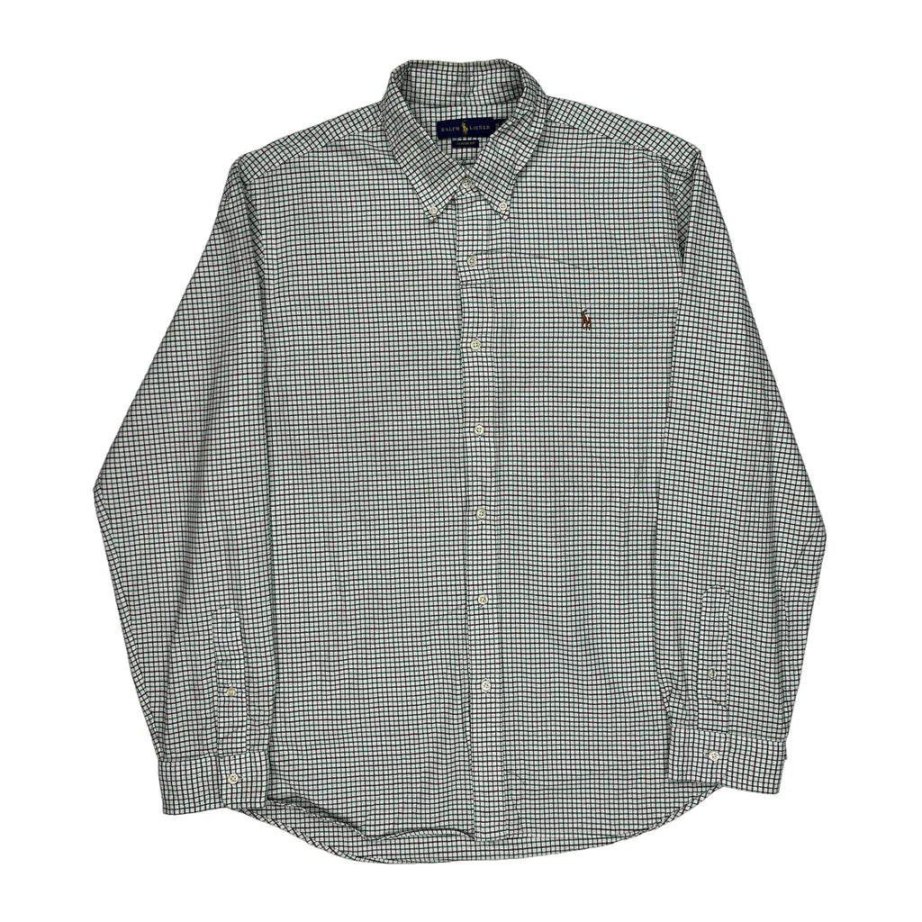 Ralph Lauren Checked Shirt - XL Green Cotton Refurbished - Thrifted (note: this is a term often used to describe second- refurbished available on Cerqular