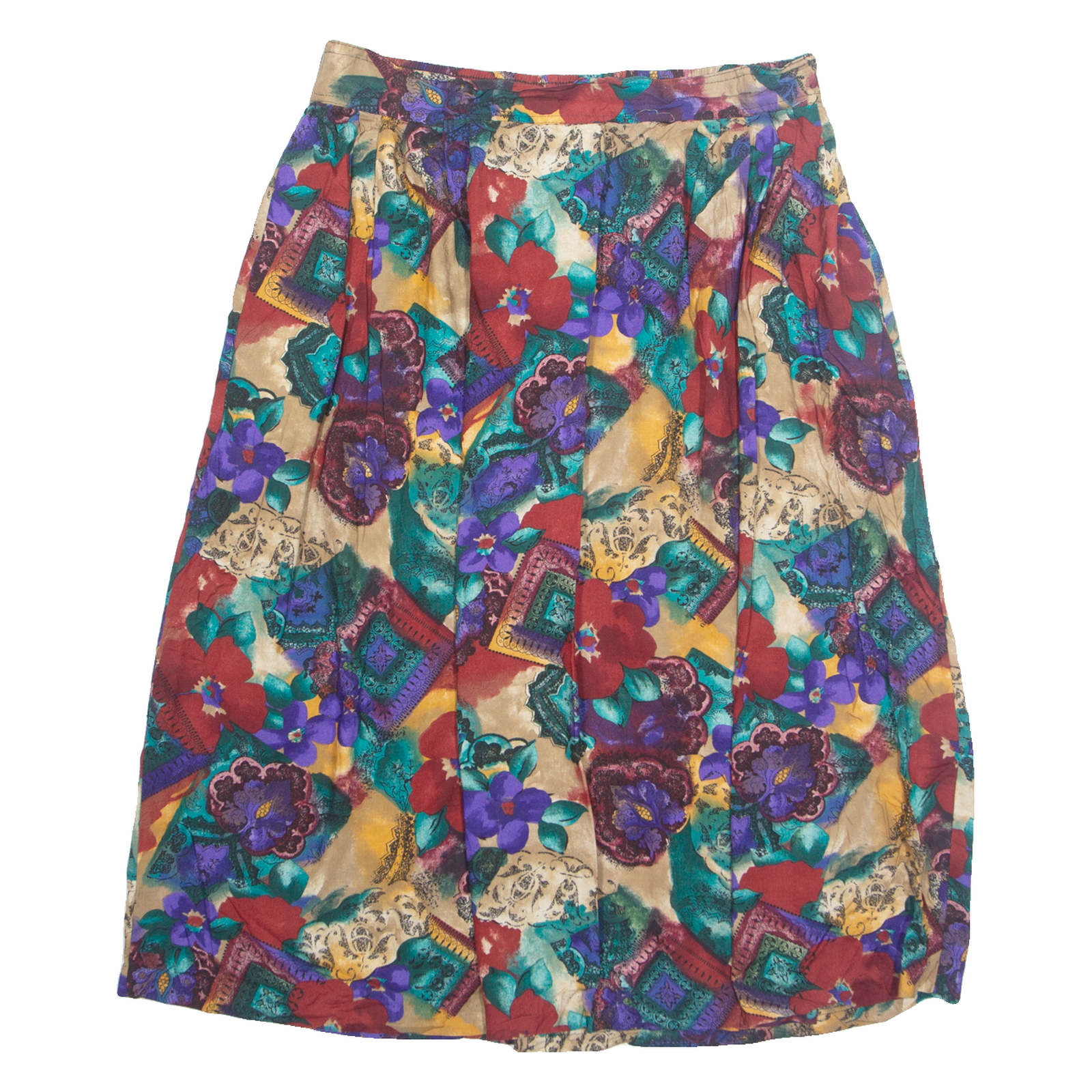 DISTINCTLY DIFFERENT Womens A-Line Skirt Beige Midi 90s Floral L Refurbished - N/A refurbished available on Cerqular
