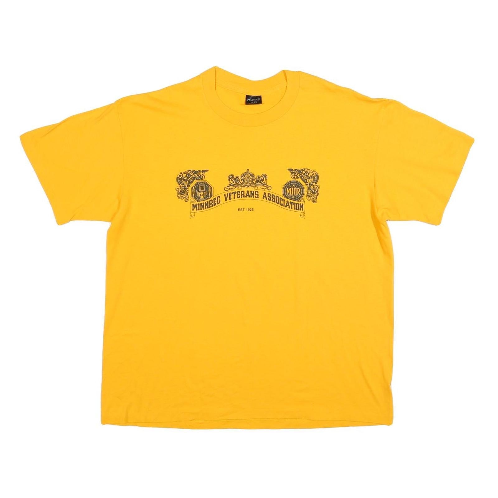 PLATINUM PLUS Mens Yellow Minnareg Veterans Association Graphic T-Shirt XL Crew Refurbished - N/A refurbished available on Cerqular