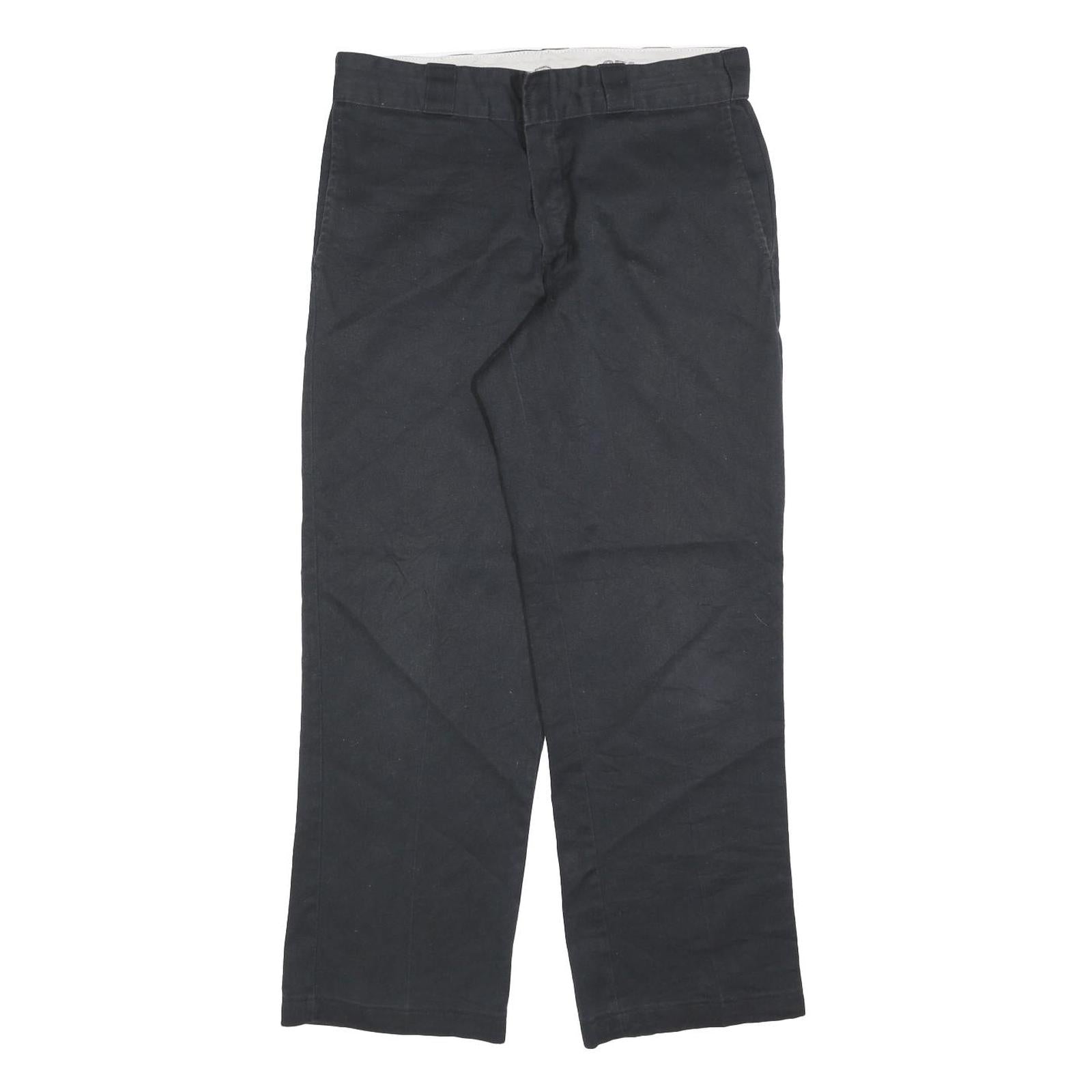 DICKIES Mens Cotton Blend Black Regular Straight Trousers W32 L30 Workwear Refurbished - N/A refurbished available on Cerqular