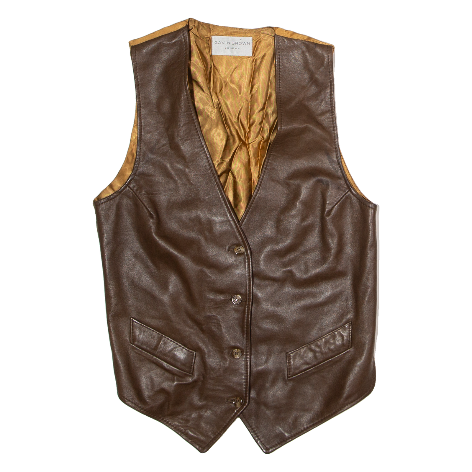 GAVIN BROWN Womens Blazer Waistcoat Brown Leather UK 10 Refurbished - N/A refurbished available on Cerqular