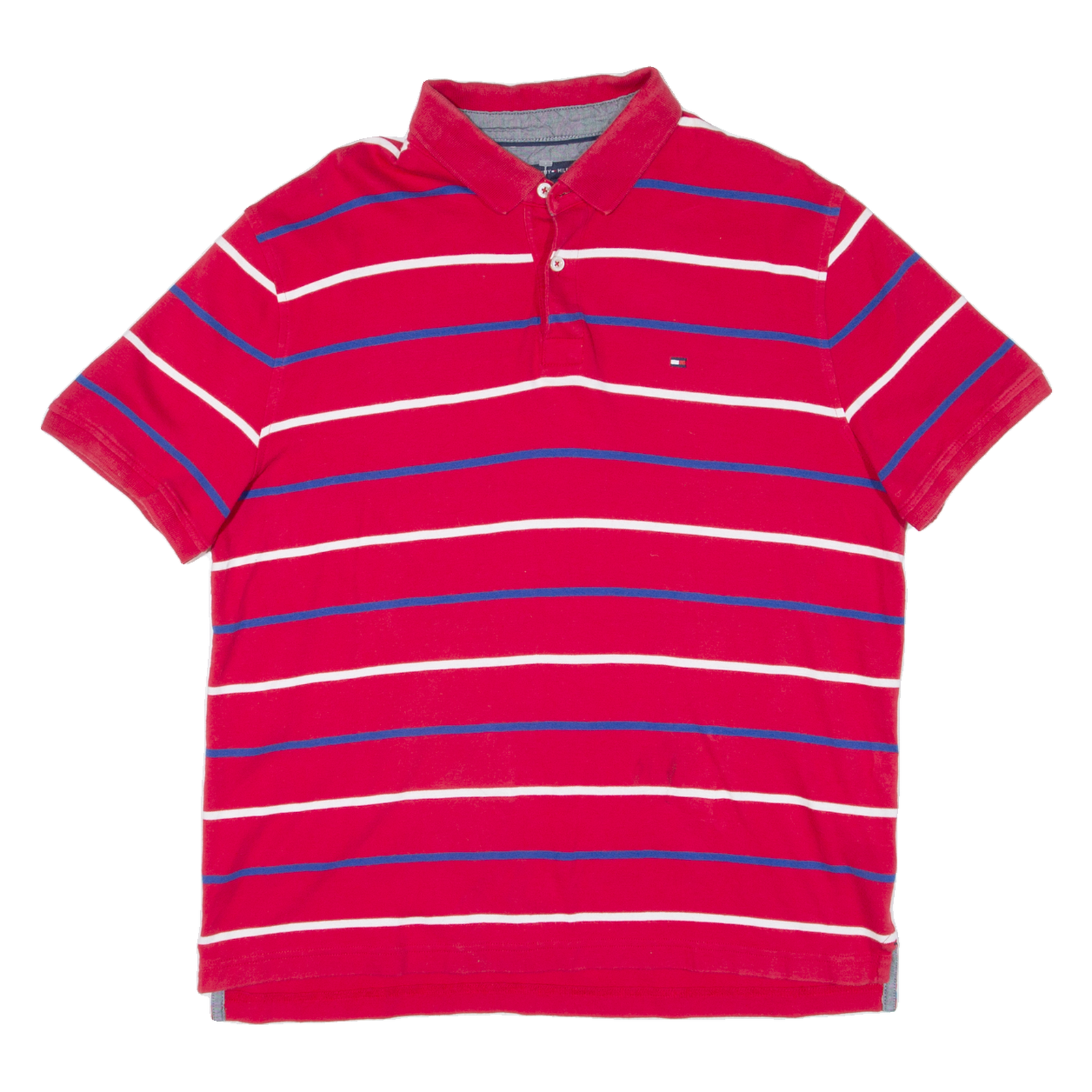 TOMMY HILFIGER Mens Polo Shirt Red Striped L Refurbished - N/A refurbished available on Cerqular