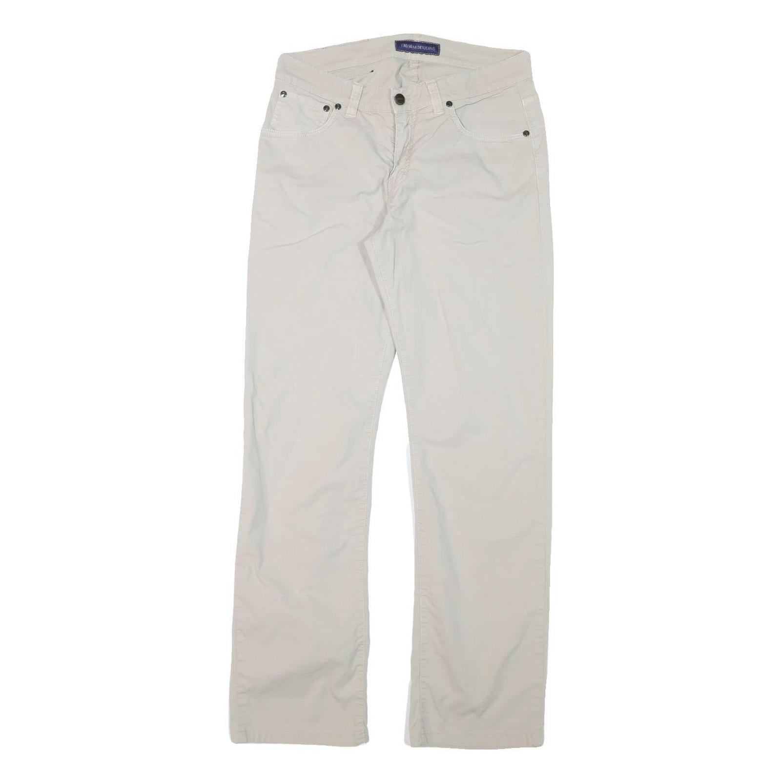 TRUSSARDI Mens Cotton Blend White Regular Straight Trousers W30 L30 Zip Closure Refurbished - N/A refurbished available on Cerqular