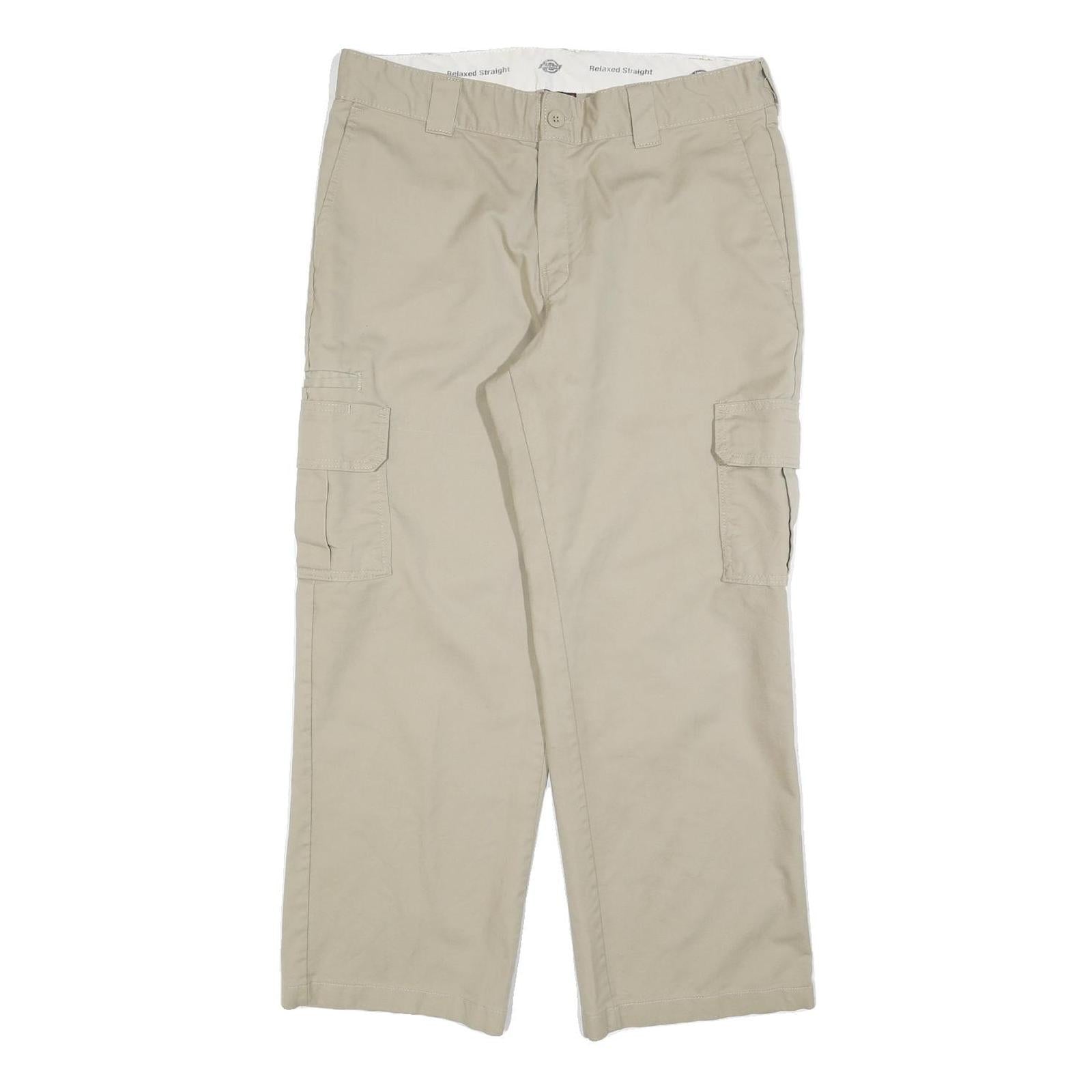 DICKIES Mens Cotton Blend Beige Relaxed Straight Cargo Trousers W36 L30 Workwear Refurbished - N/A refurbished available on Cerqular