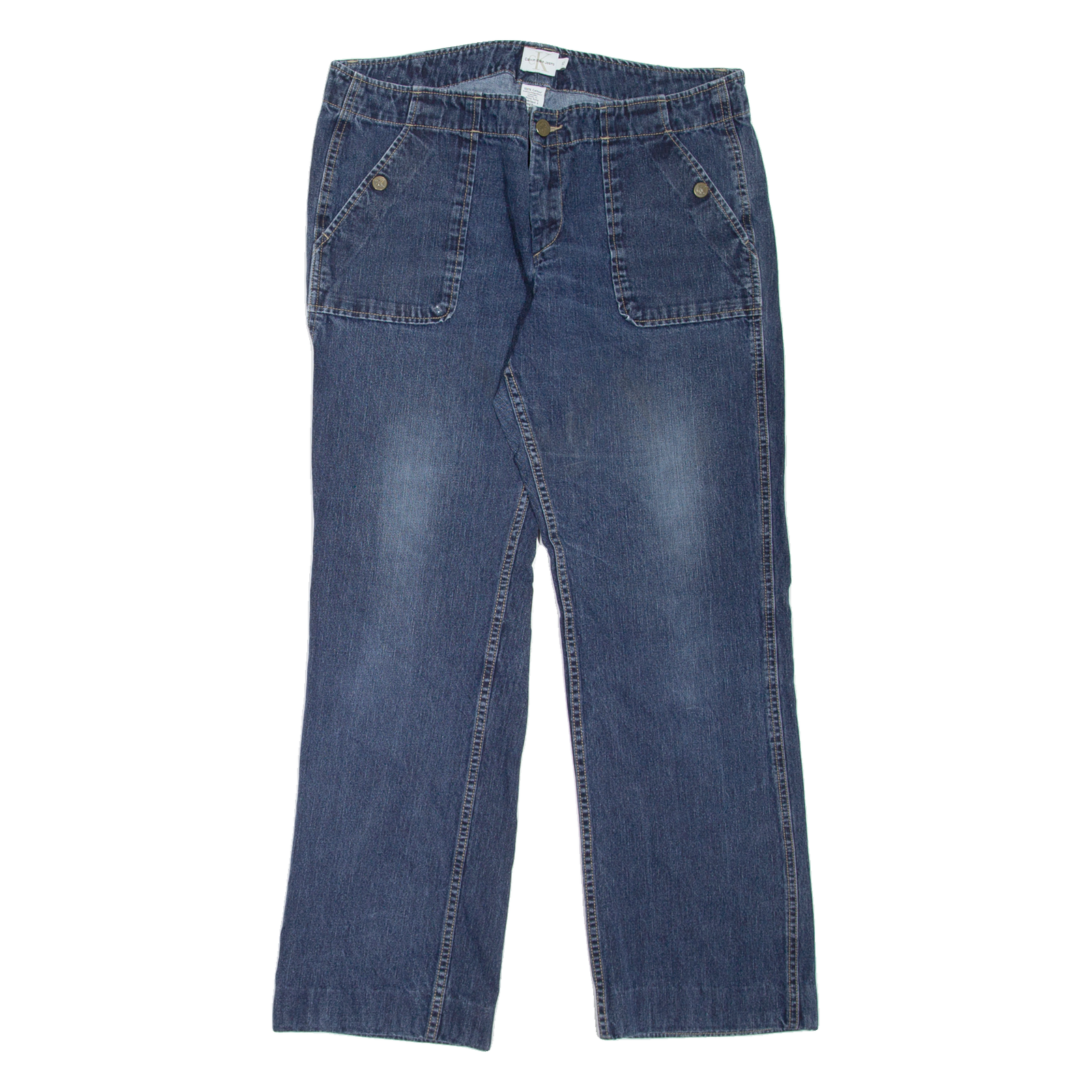 CALVIN KLEIN JEANS Womens Jeans Blue Regular Straight Stone Wash W34 L28 Refurbished - N/A refurbished available on Cerqular