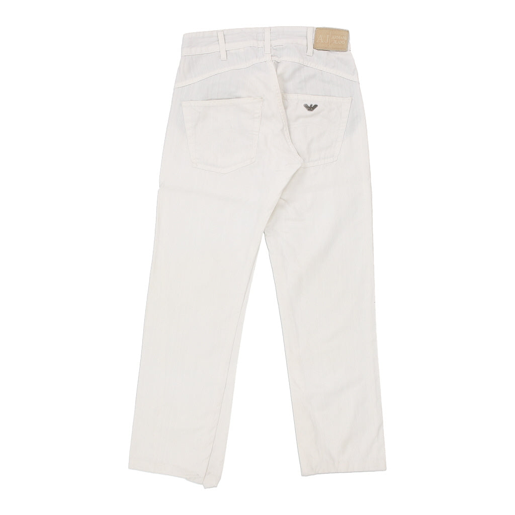 Armani Jeans Trousers - 28W UK 8 White Cotton Refurbished - Thrifted (note: this is a term often used to describe second- refurbished available on Cerqular