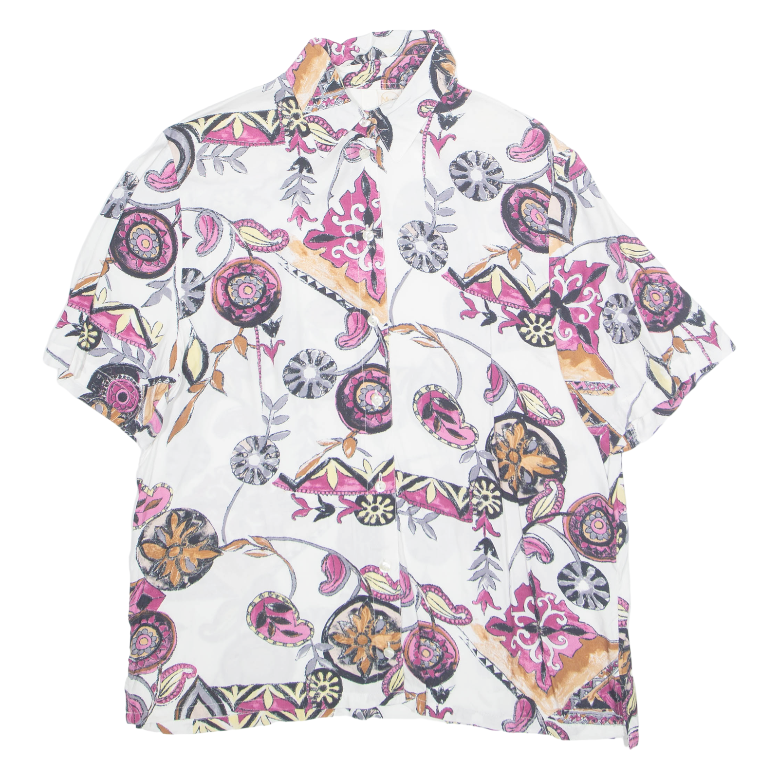 MISS ASTOR Womens Printed Shirt White Collared Crazy Pattern M Refurbished - N/A refurbished available on Cerqular