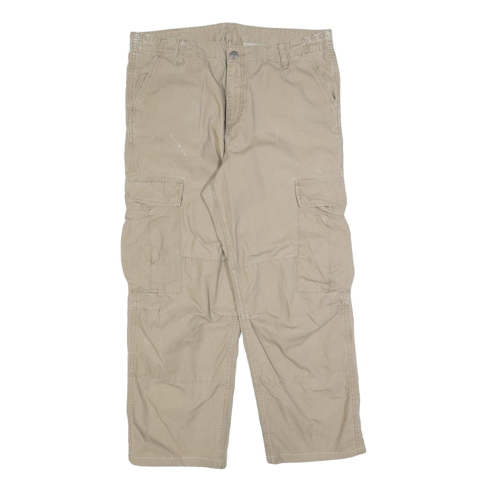 CARHARTT Mens Cotton Blend Beige Relaxed Cargo Trousers W36 L28 Workwear Refurbished - N/A refurbished available on Cerqular