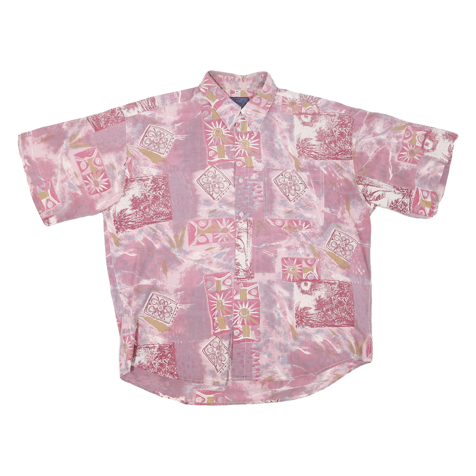 COTTON TOWN Mens Pink Pattern XL Short Sleeve Cotton Blend Shirt Relaxed Fit Refurbished - N/A refurbished available on Cerqular