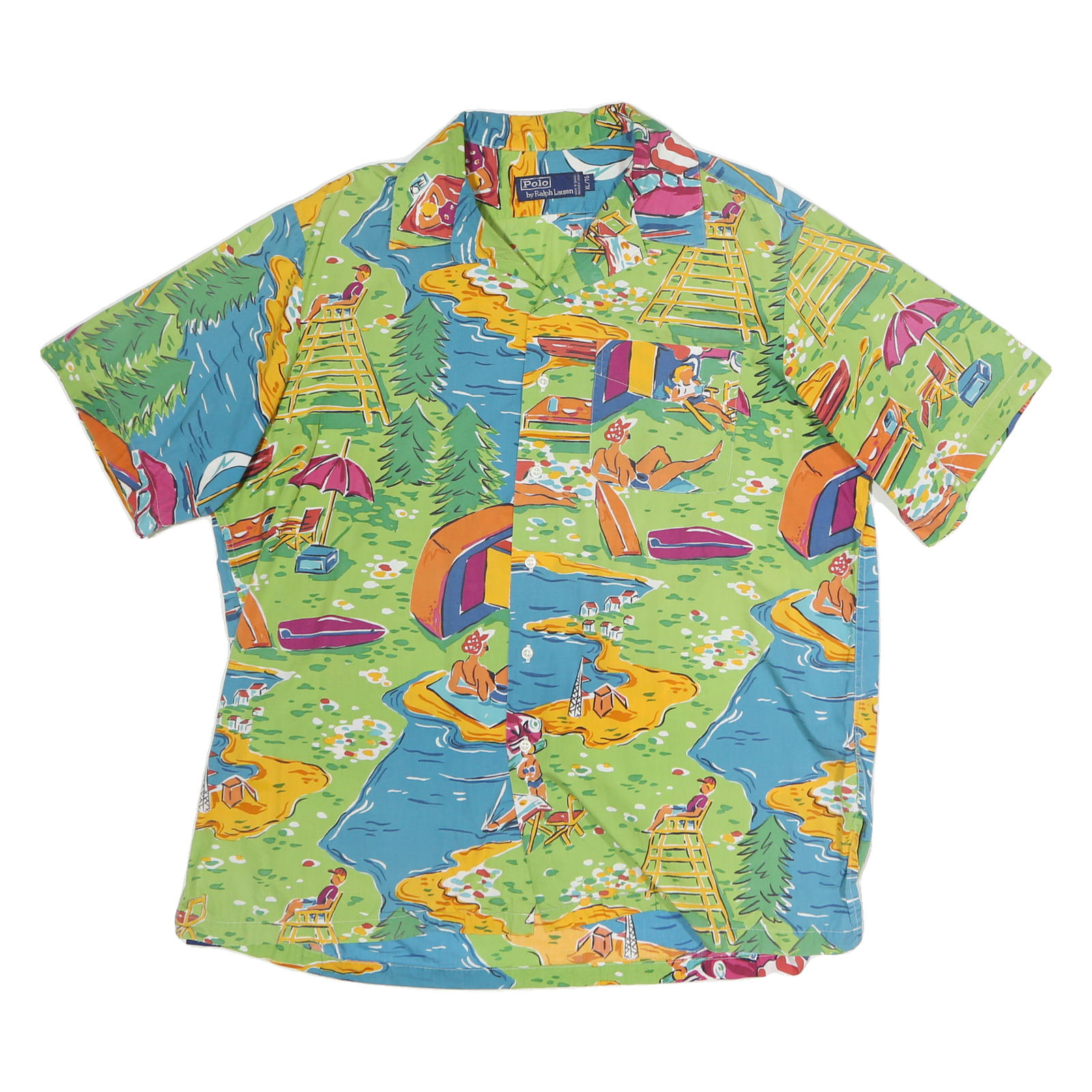 POLO RALPH LAUREN Mens Green Relaxed Shirt XL Cotton Summer Print Casual Refurbished - N/A refurbished available on Cerqular