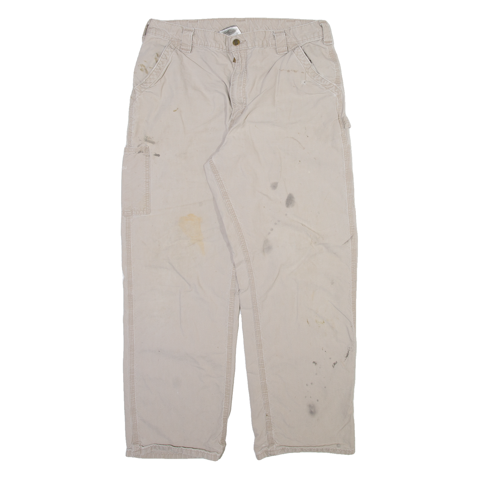 CARHARTT Carpenter Mens Trousers Beige Relaxed Straight W34 L32 Refurbished - N/A refurbished available on Cerqular