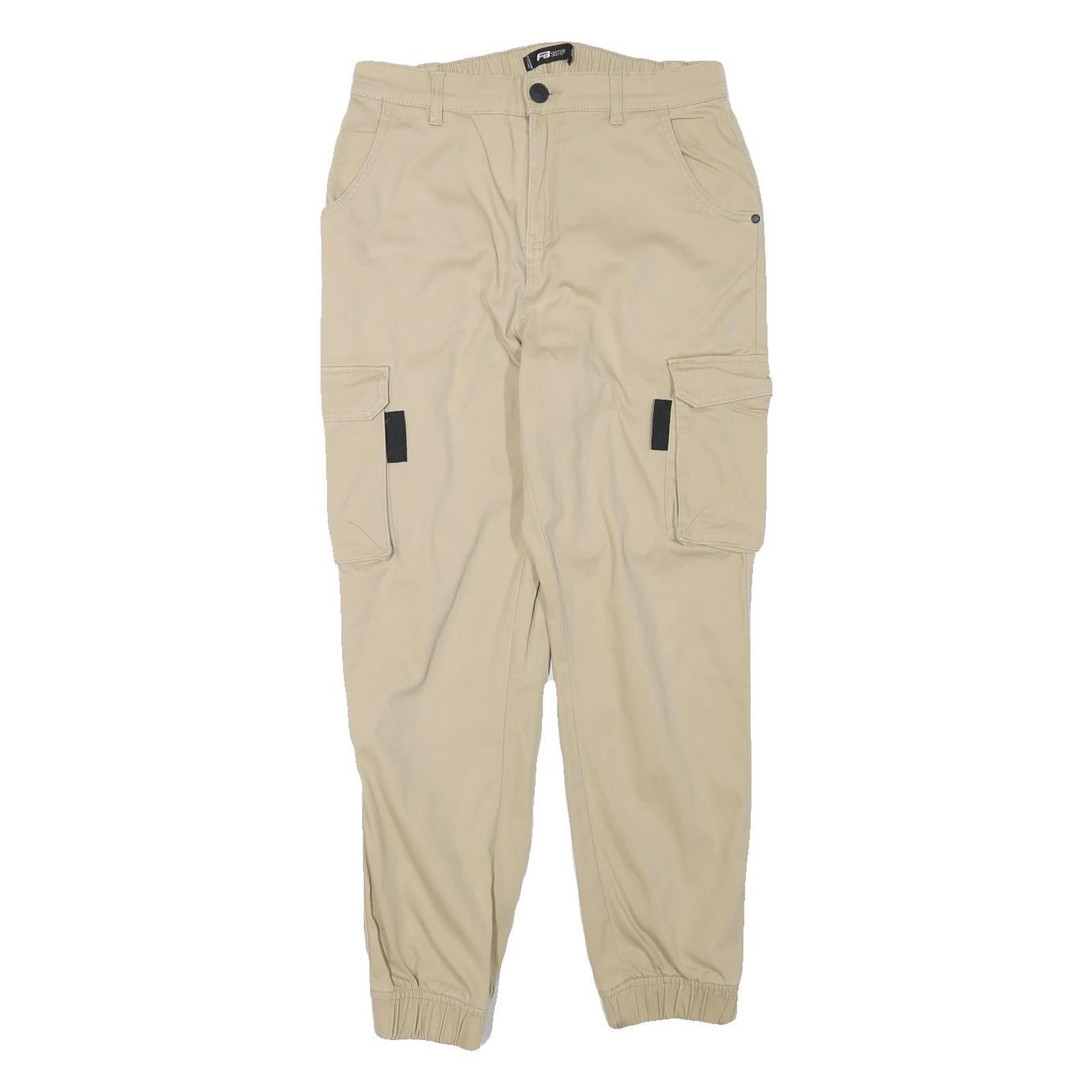 FB SISTER Womens Beige Relaxed Cargo Trousers W29 L27 Cotton Blend Zip Refurbished - N/A refurbished available on Cerqular