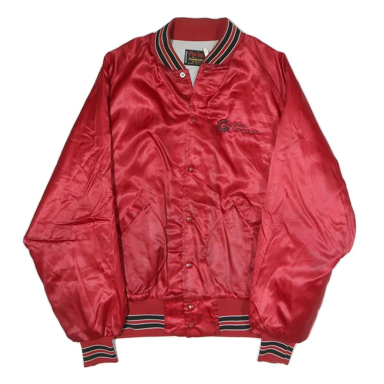 PLA-JACK Mens Red Bomber Jacket XL Polyester Plain Button Closure Refurbished - N/A refurbished available on Cerqular
