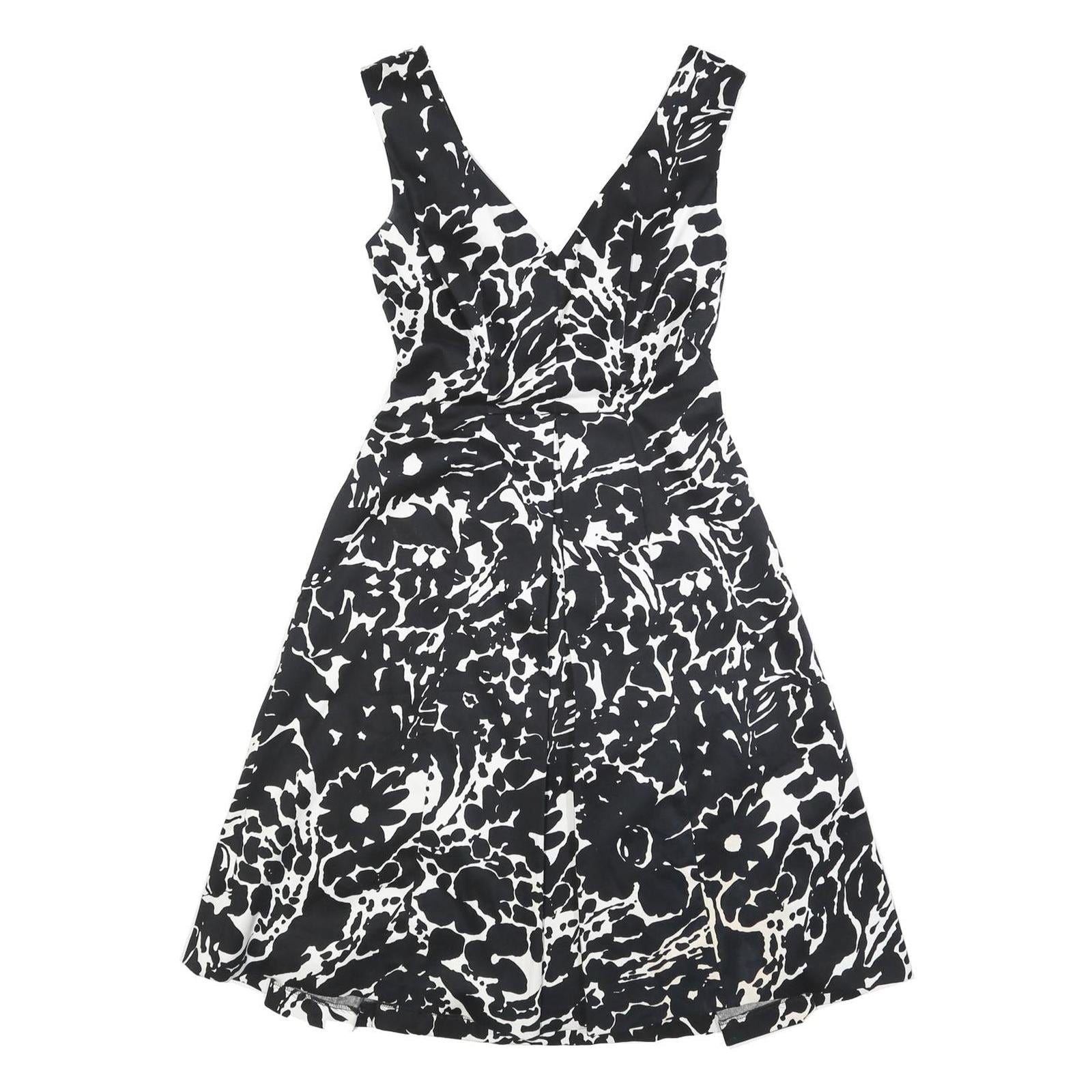 JENNY PACKHAM Womens Black & White Floral Cotton Blend Fit & Flare Midi Dress UK Refurbished - N/A refurbished available on Cerqular