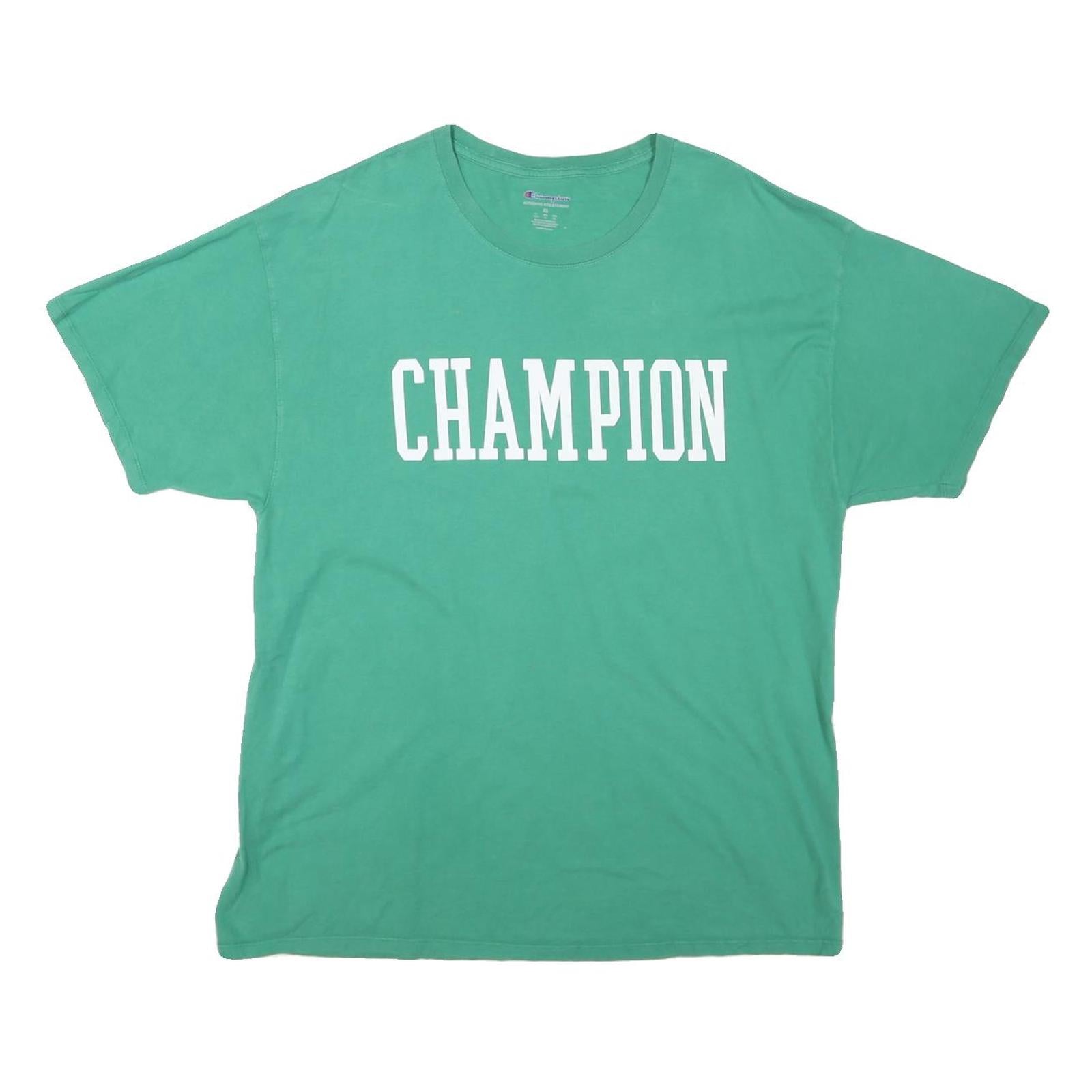 CHAMPION Mens Green T-Shirt XL Short Sleeve Crew Neck Cotton Blend Casual Refurbished - N/A refurbished available on Cerqular