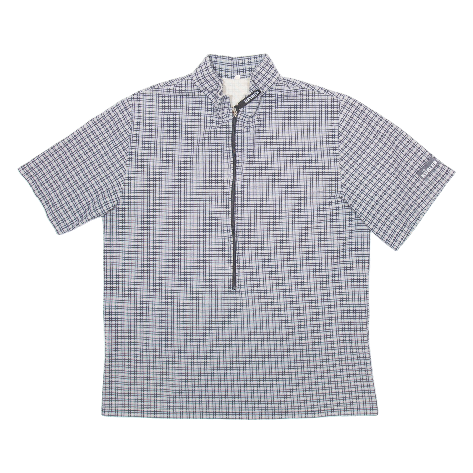 KUBLER 1/2 Zip Mens Polo Shirt Grey Check M Refurbished - N/A refurbished available on Cerqular