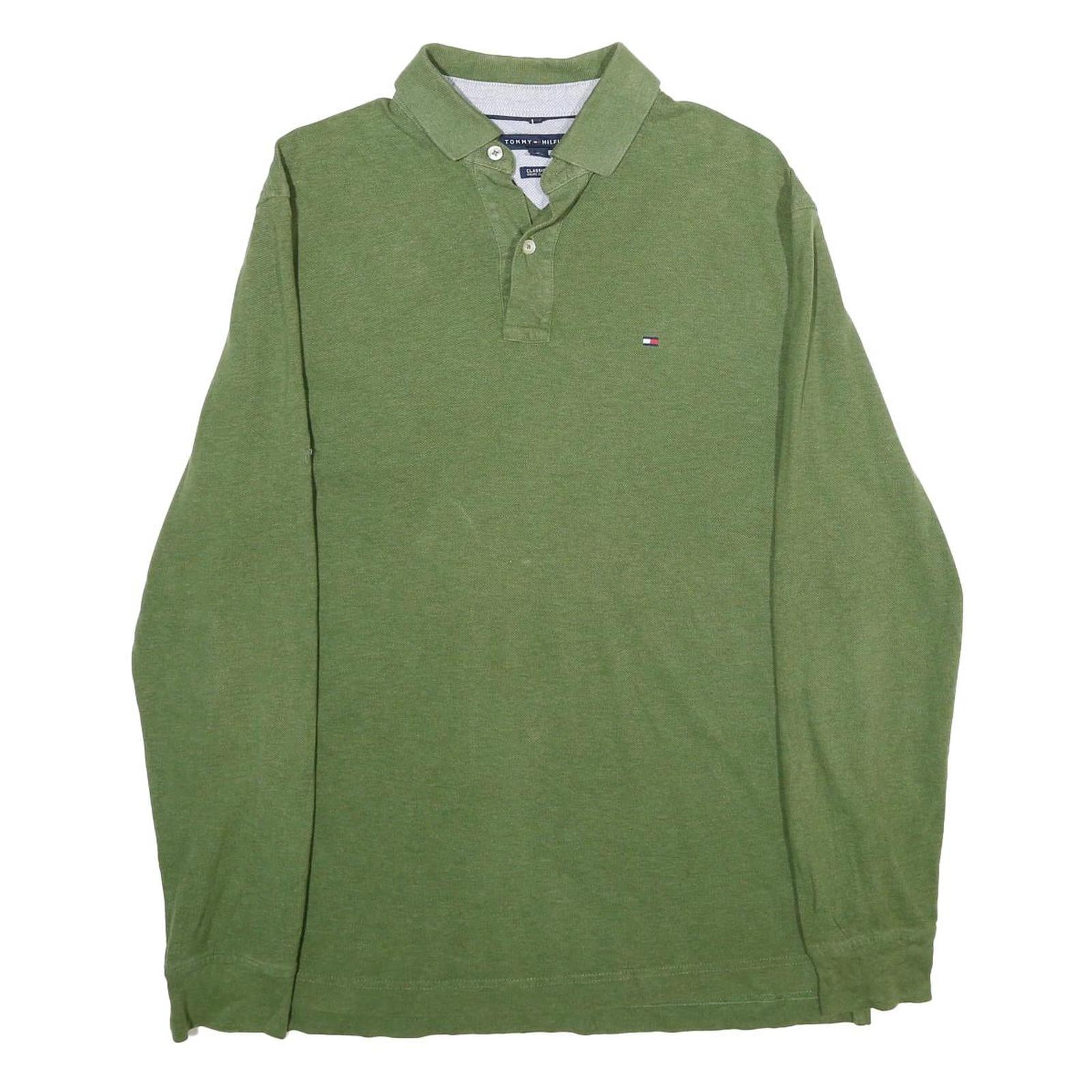 Buy TOMMY HILFIGER Mens Green Long Sleeve Plain Polo Shirt L Cotton Classic Fit Refurbished - $64.99 TOMMY HILFIGER Mens Green Long Sleeve Plain Polo Shirt L Cotton Classic Fit Refurbished - N/A refurbished available on Cerqular