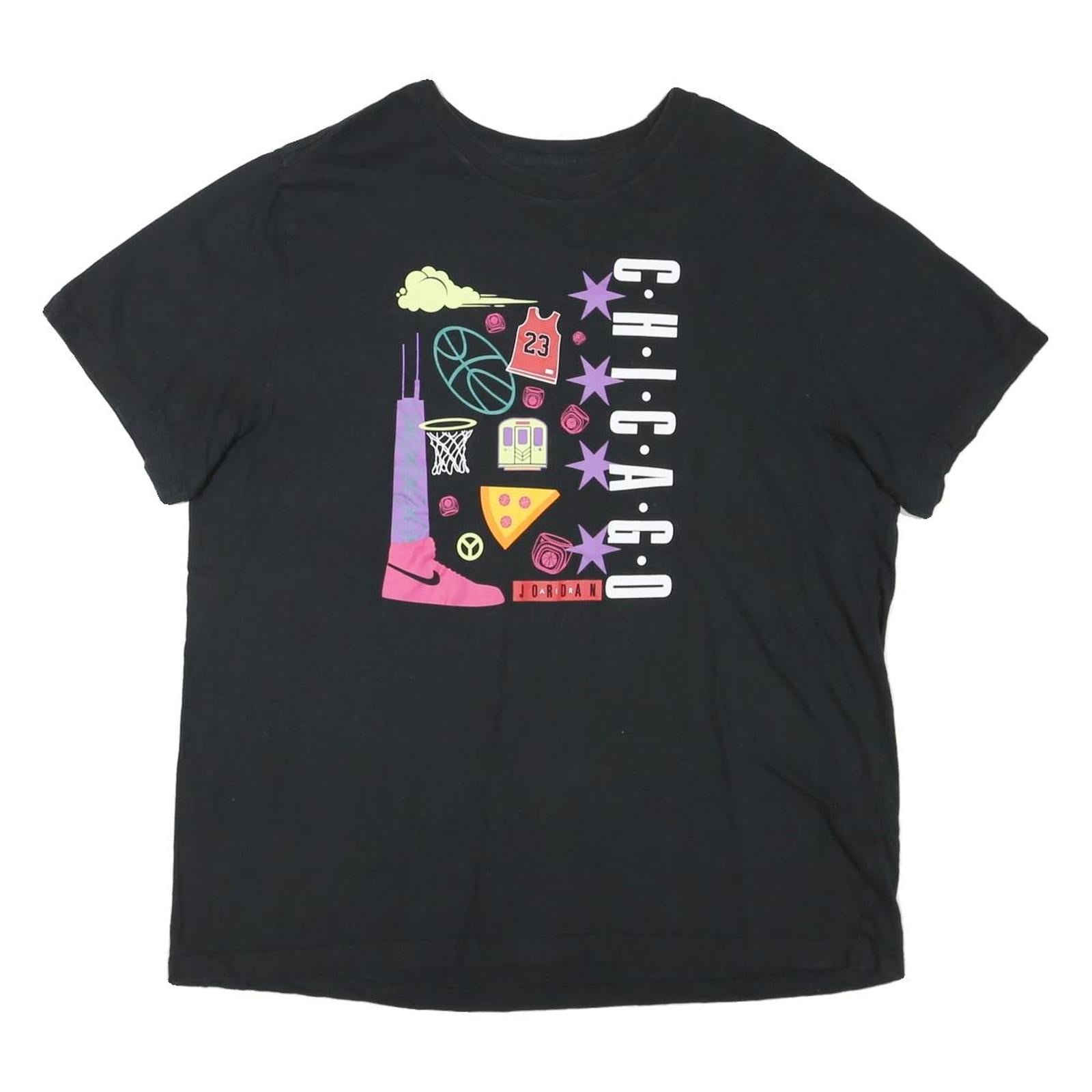 AIR JORDAN Mens Black Graphic T-Shirt XL Short Sleeve Crew Neck Chicago Print Refurbished - N/A refurbished available on Cerqular