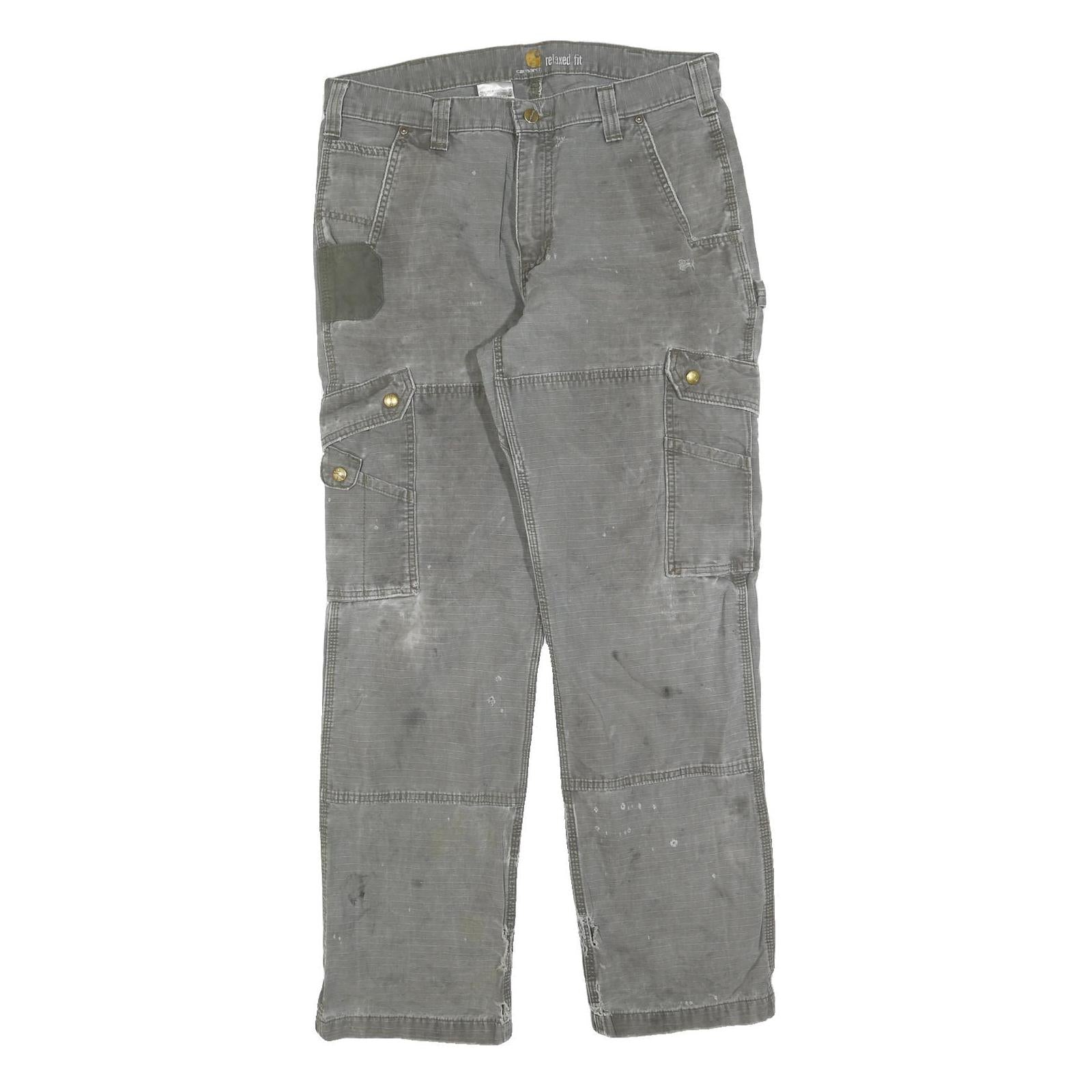 CARHARTT Mens Cotton Blend Grey Relaxed Fit Straight Trousers W34 L32 Workwear Refurbished - N/A refurbished available on Cerqular