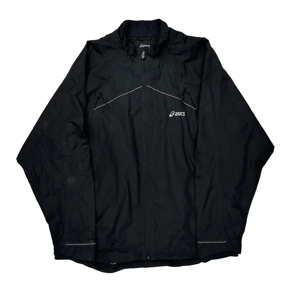 Asics Windbreaker - XL Black Polyester Refurbished - Thrifted (note: this is a term often used to describe second- refurbished available on Cerqular