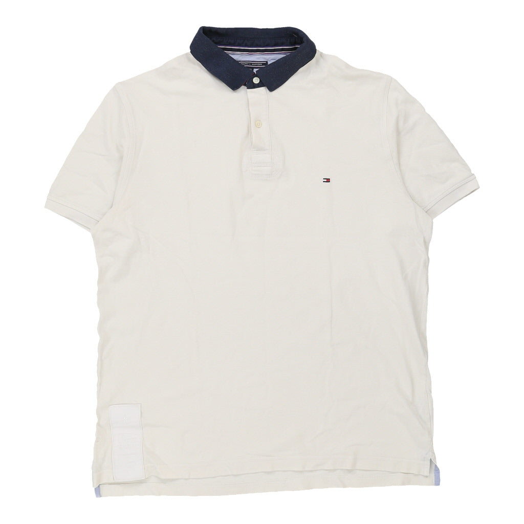 Tommy Hilfiger Polo Shirt - 2XL White Cotton Refurbished - Thrifted (note: this is a term often used to describe second- refurbished available on Cerqular
