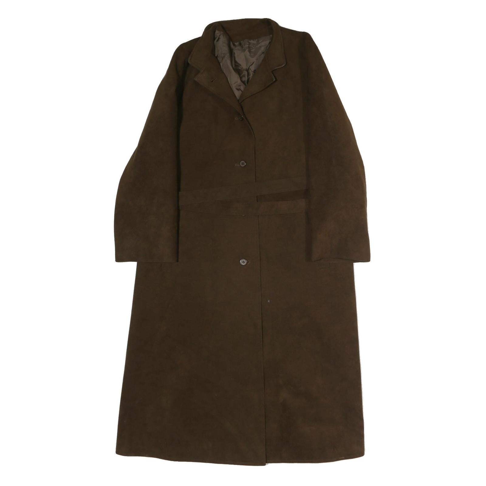 Womens Brown Cotton Blend Button Jacket L Plain Classic Knee Length Stylish Refurbished - N/A refurbished available on Cerqular
