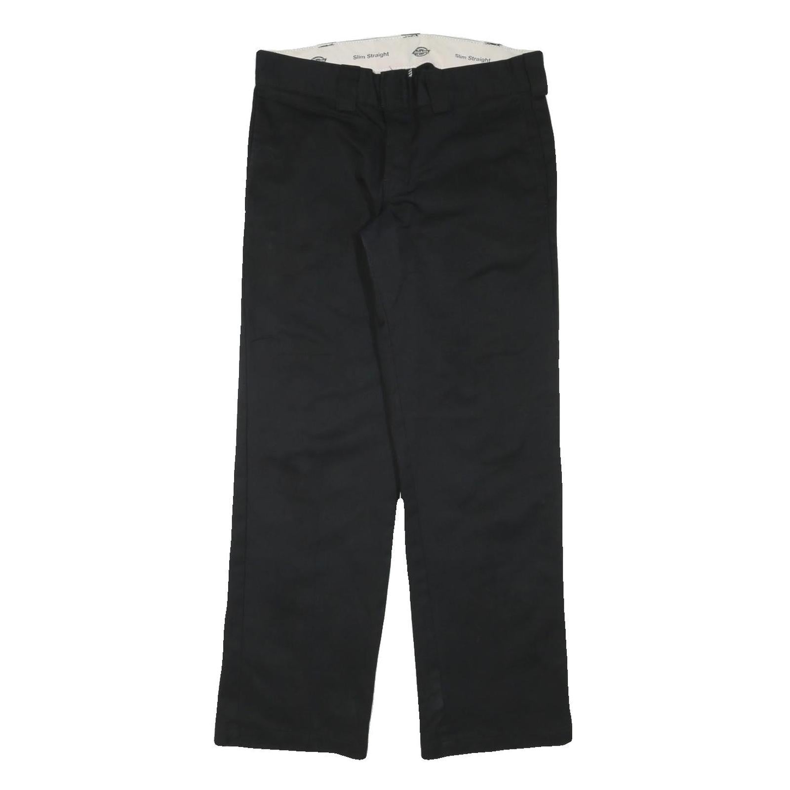 DICKIES Mens Black Cotton Blend Slim Straight Trousers W32 L30 Classic Zip Refurbished - N/A refurbished available on Cerqular
