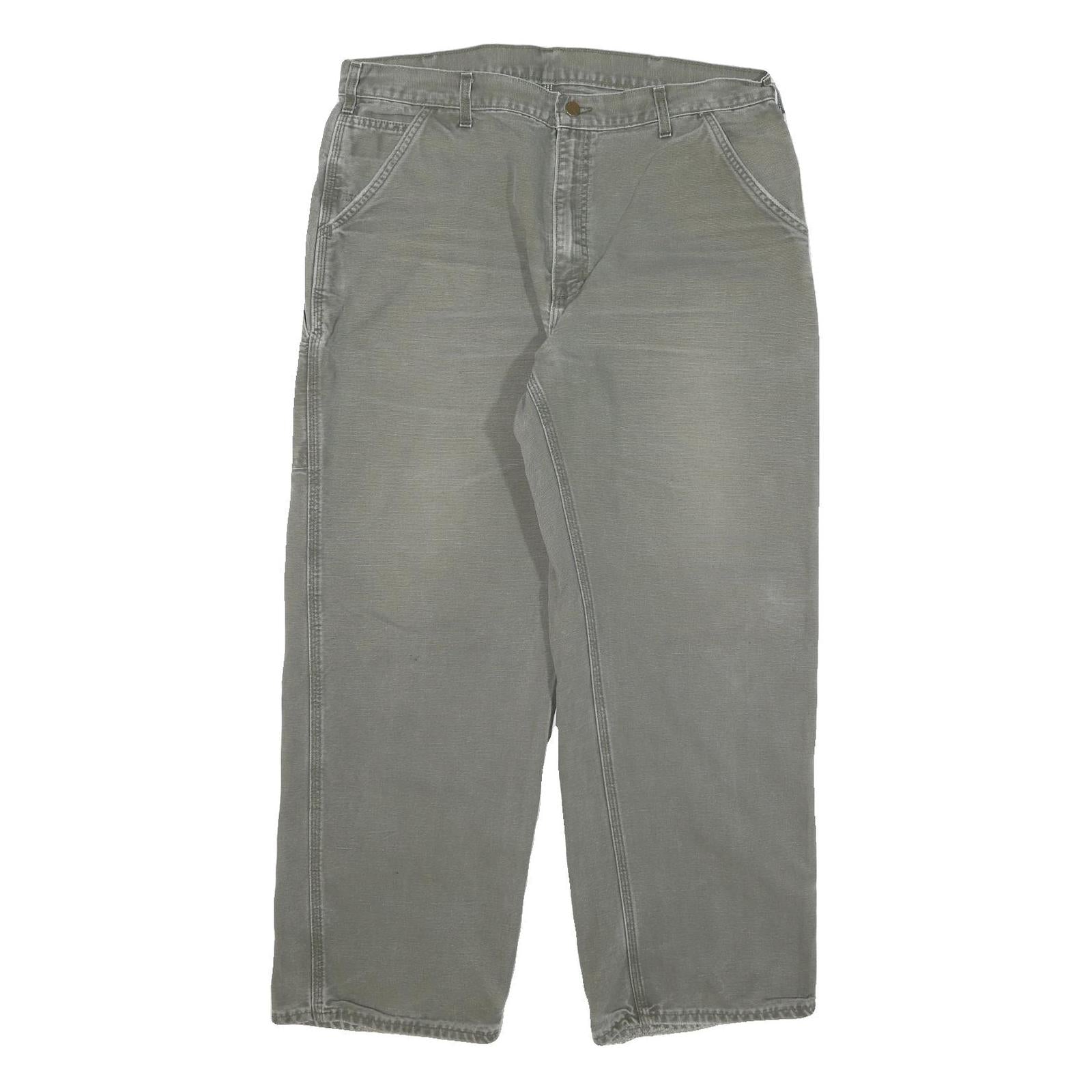 CARHARTT Mens Cotton Blend Grey Relaxed Straight Trousers W36 L29 Workwear Refurbished - N/A refurbished available on Cerqular