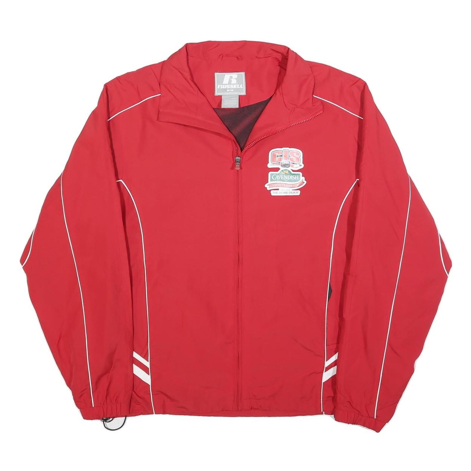 RUSSELL ATHLETIC Mens Red Zip Up Polyester Blend Jacket M Athletic Plain Refurbished - N/A refurbished available on Cerqular