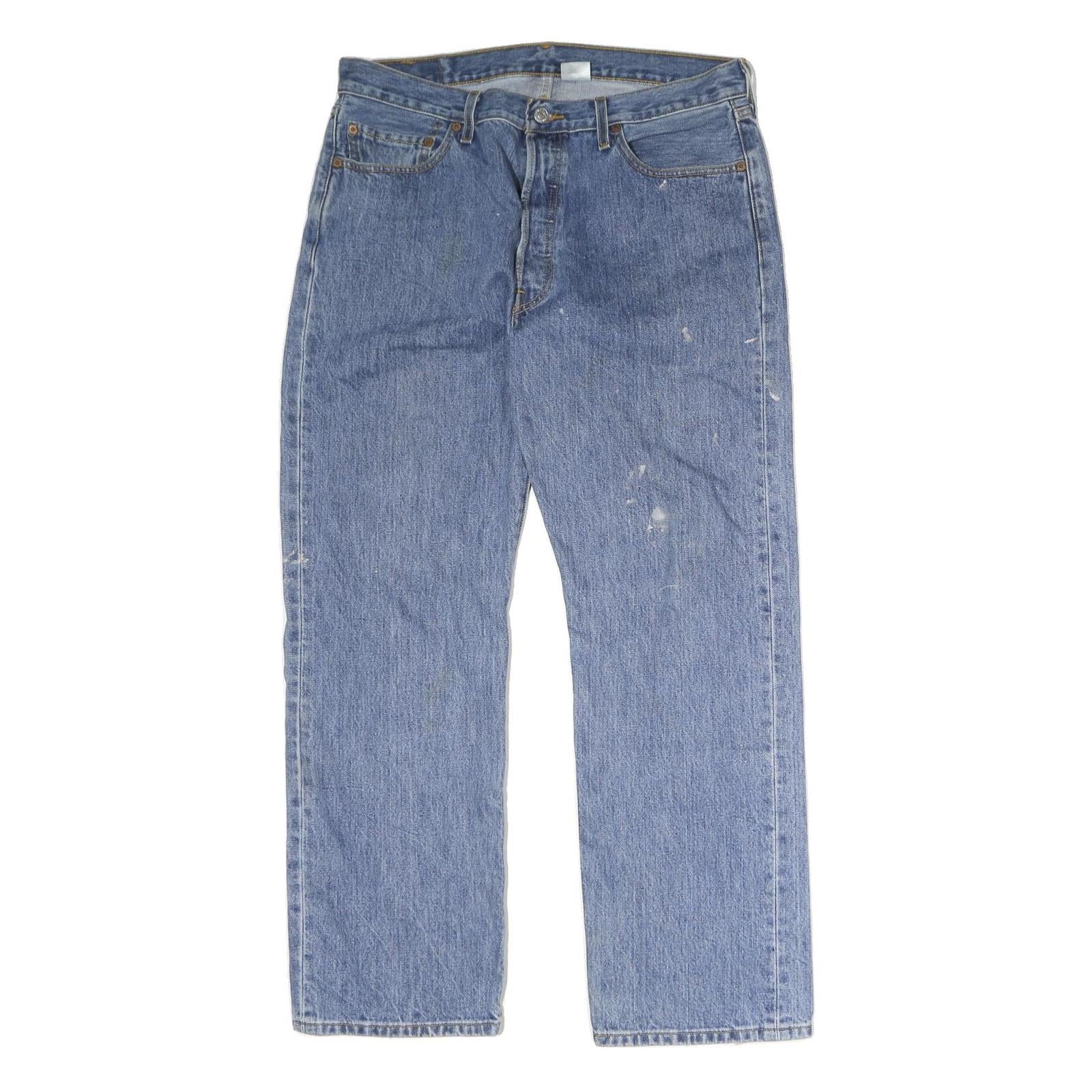 LEVI'S 501 Mens Jeans Blue Regular Straight Denim Medium W32 L30 Classic Style Refurbished - N/A refurbished available on Cerqular