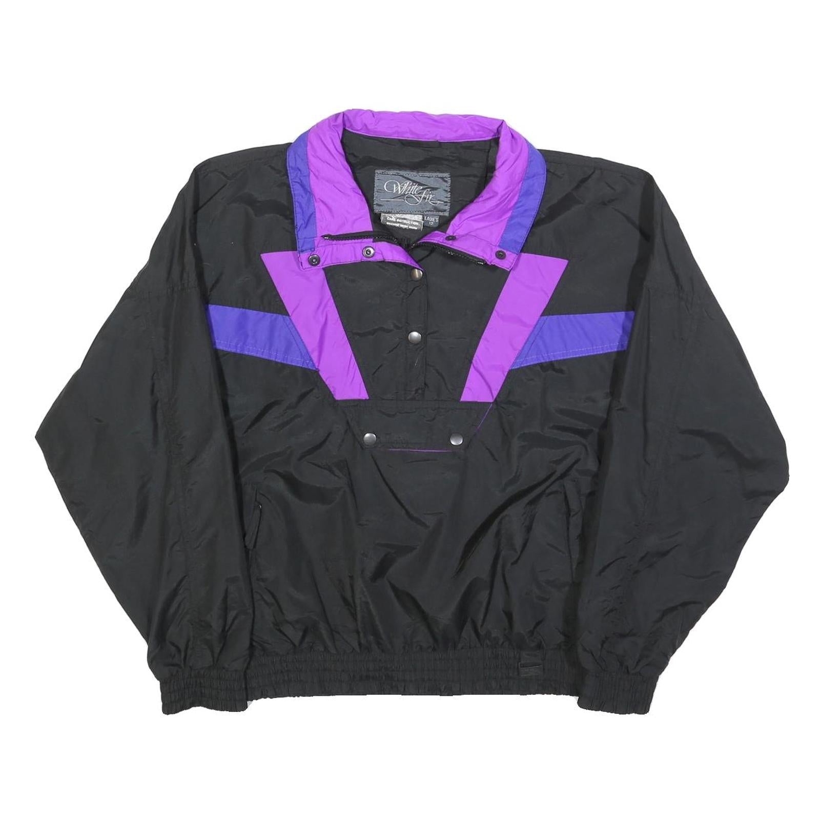 WHITE FIR Womens Black & Purple Zip Jacket L Polyester Plain Lightweight Refurbished - N/A refurbished available on Cerqular