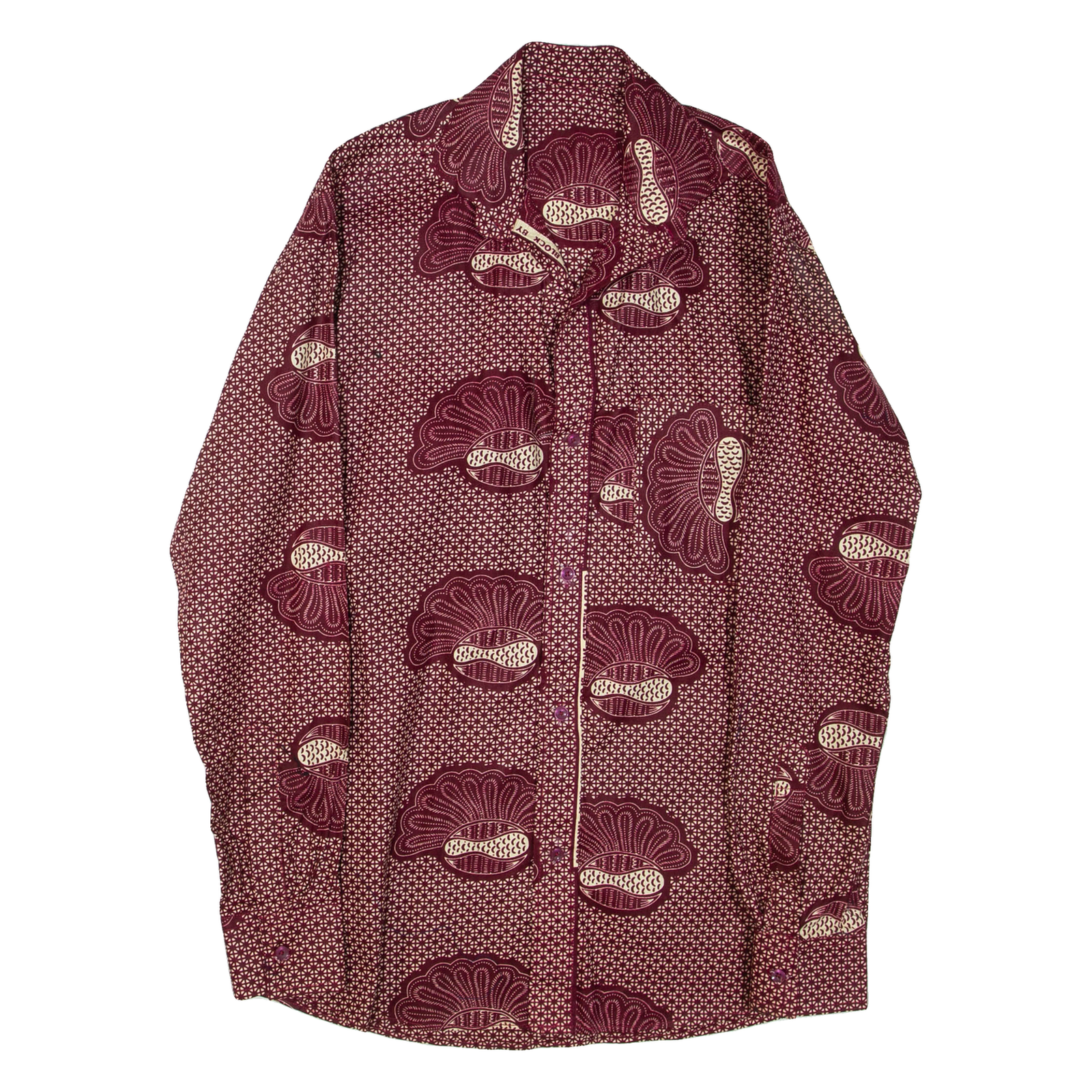 Womens Printed Shirt Maroon Collared Long Sleeve Geometric L Refurbished - N/A refurbished available on Cerqular