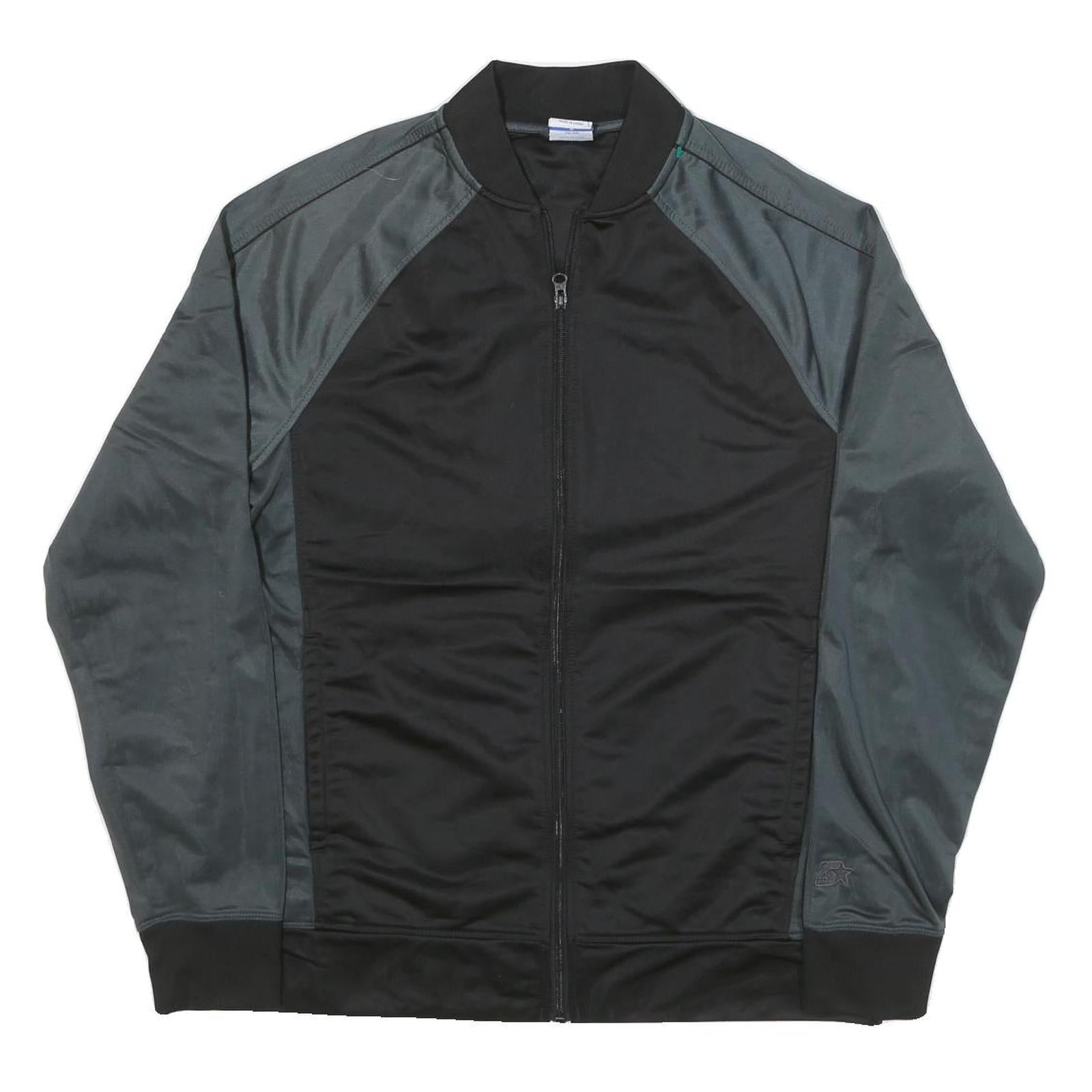 STARTER Mens Black & Grey Athletic Polyester Blend Zip Bomber Jacket M Refurbished - N/A refurbished available on Cerqular