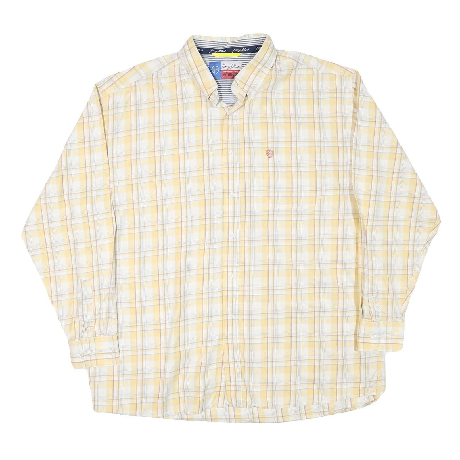 WRANGLER Mens Yellow & White Check Shirt 2XL Button Down Cotton Blend Casual Refurbished - N/A refurbished available on Cerqular