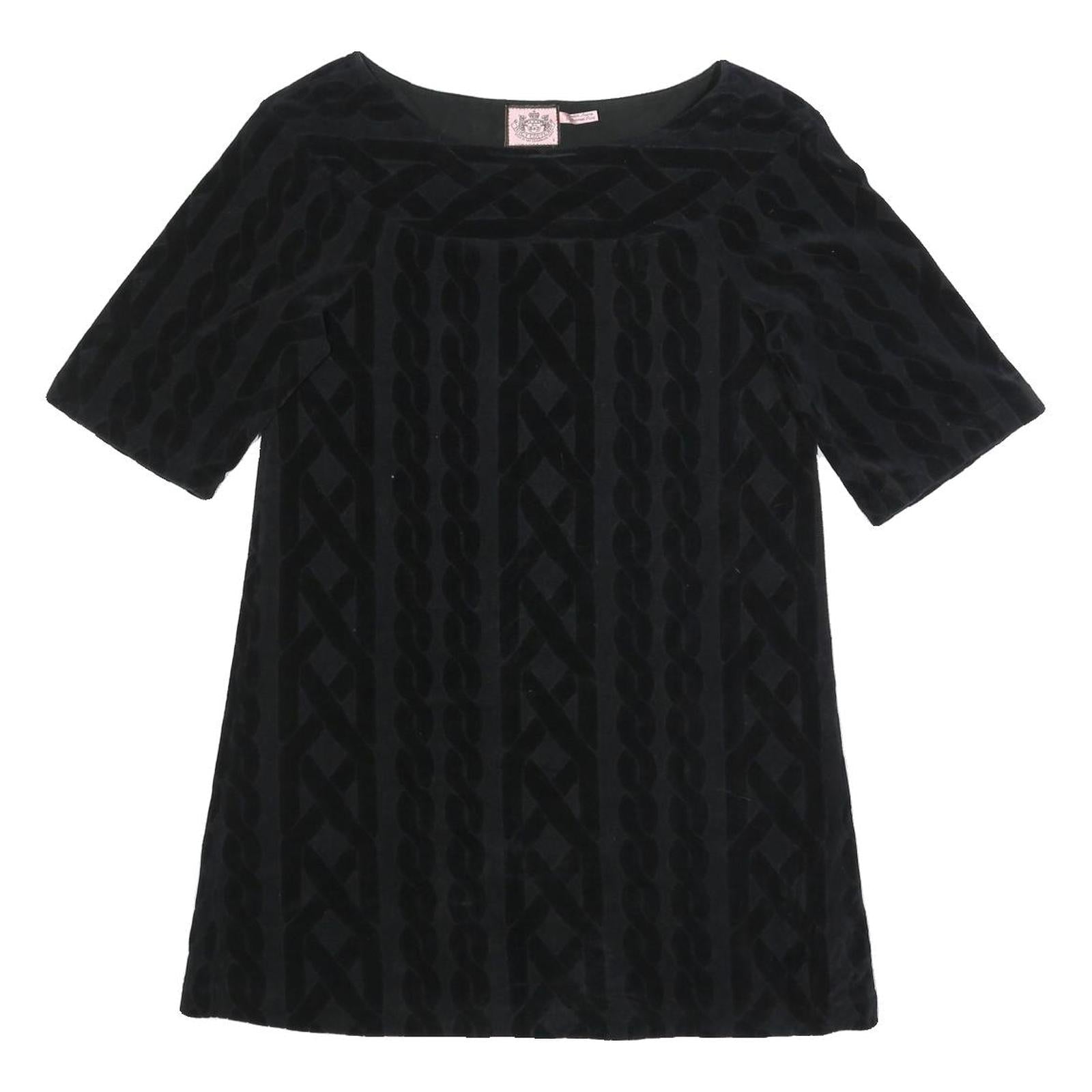 JUICY COUTURE Womens Black Velvet Patterned Day Dress Cotton Blend Half Sleeve S Refurbished - N/A refurbished available on Cerqular