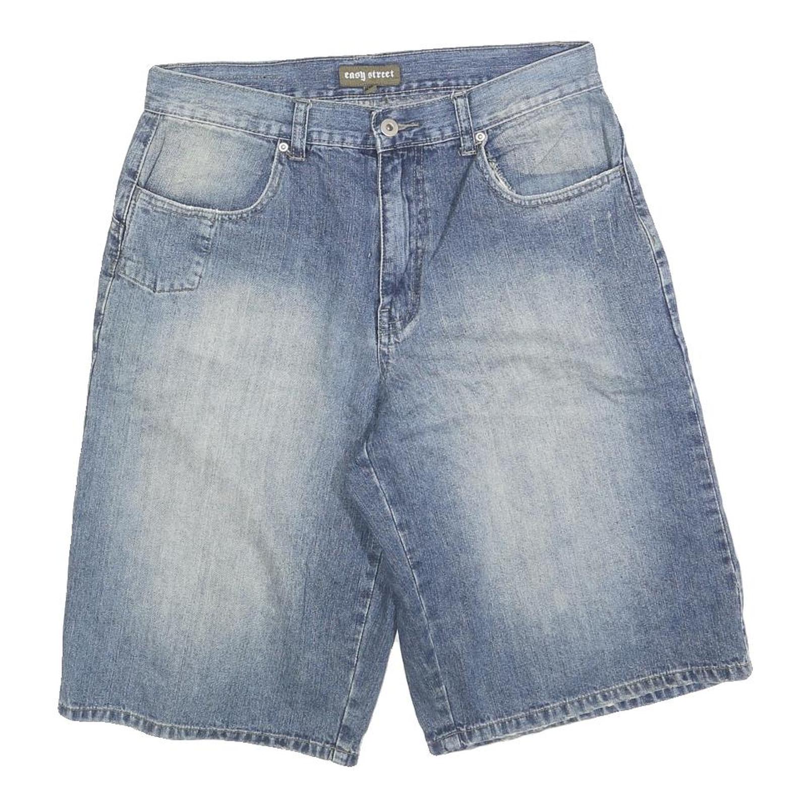 EASY STREET Mens Shorts Blue Casual M W32 Denim Cotton Blend Straight Fit Refurbished - N/A refurbished available on Cerqular