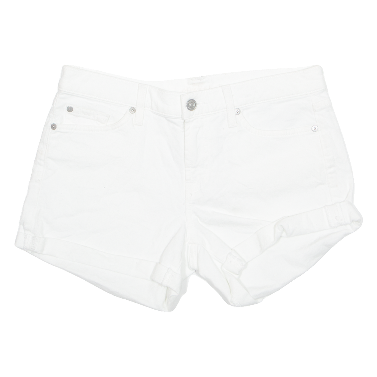 7 FOR ALL MANKIND Turn Up Womens Denim Shorts White M W30 Refurbished - N/A refurbished available on Cerqular
